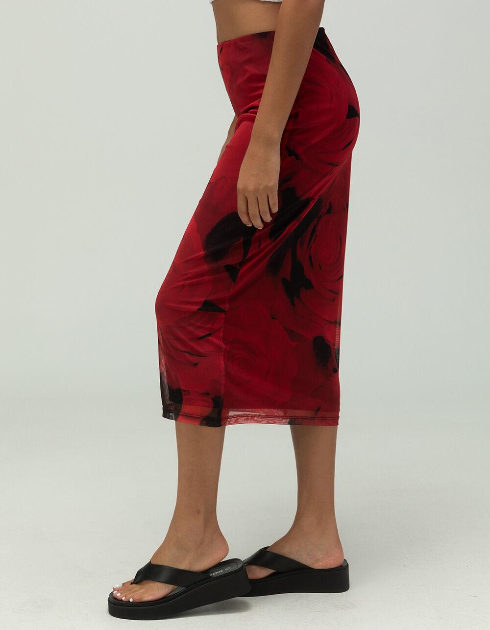 NOSIY MAY Rosa Womens Mesh Ankle Skirt - RED Product Image