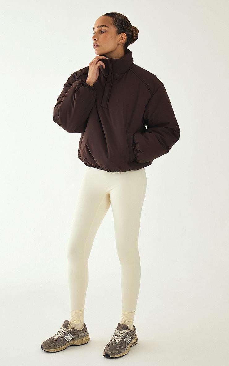  Espresso High Neck Cropped Puffer Jacket Product Image
