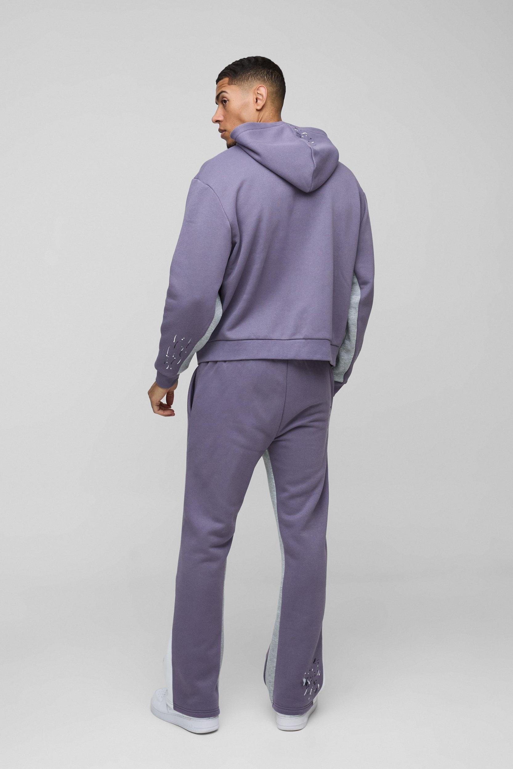 Oversized Boxy Homme Paint Splatter Homme Zip Through Tracksuit | boohooMAN USA Product Image