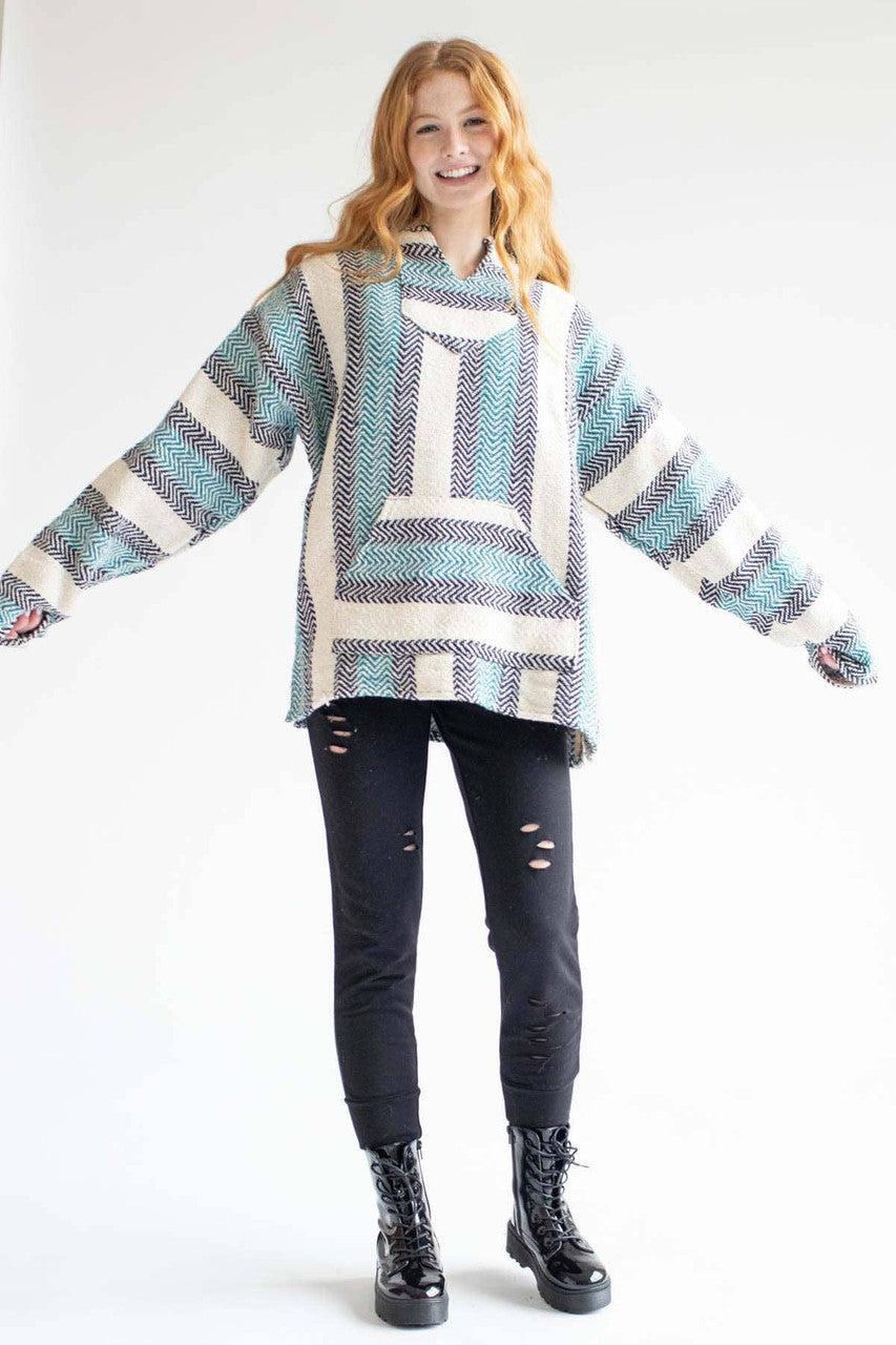 Dusty Blue Cotton Blend Baja Hoodie Product Image