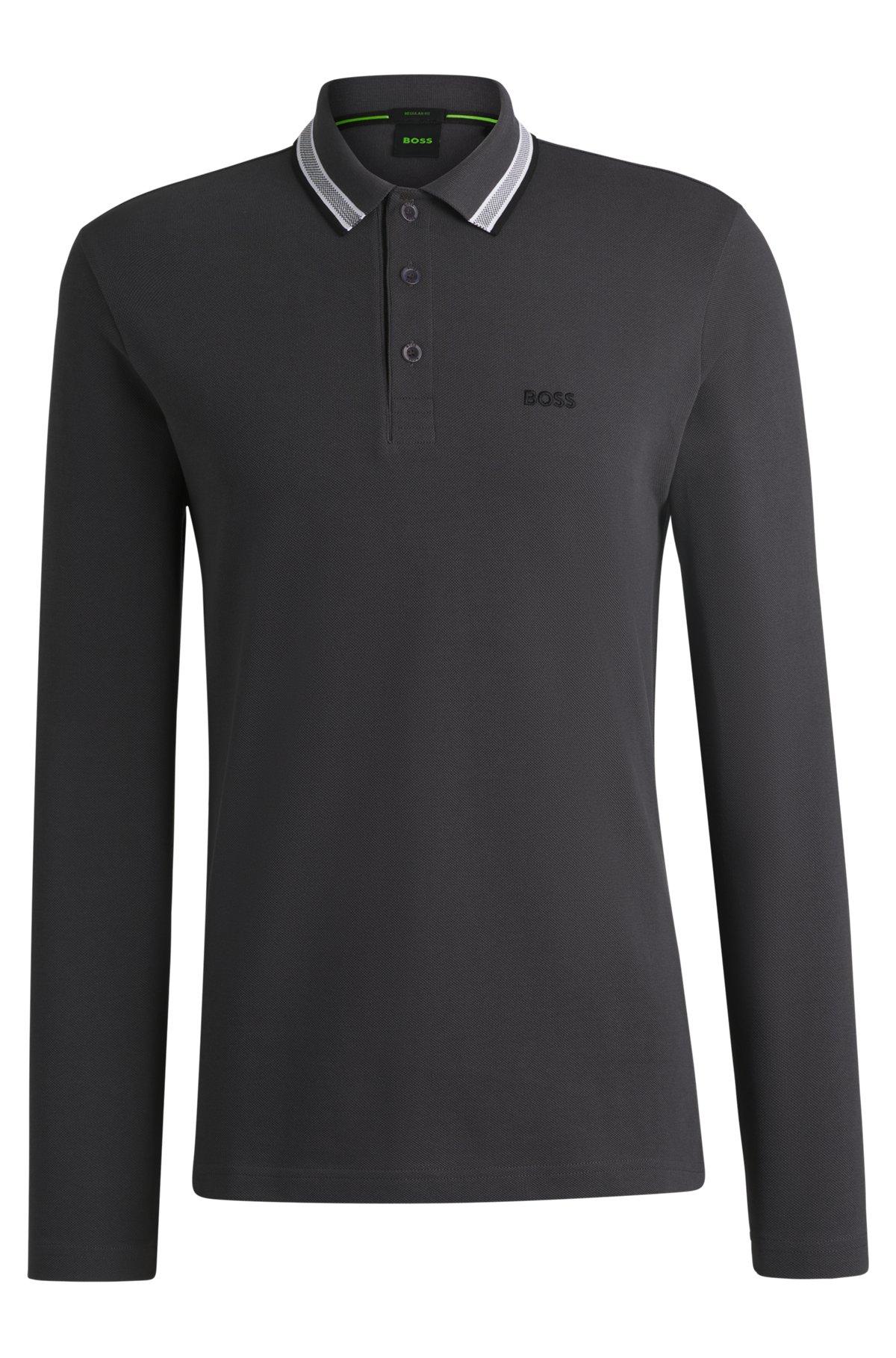 Long-sleeved polo shirt in cotton piqué Product Image