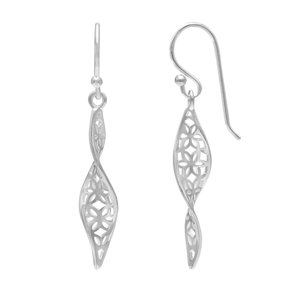 PRIMROSE Sterling Silver Flower Filigree Drop Earrings, Women's Product Image