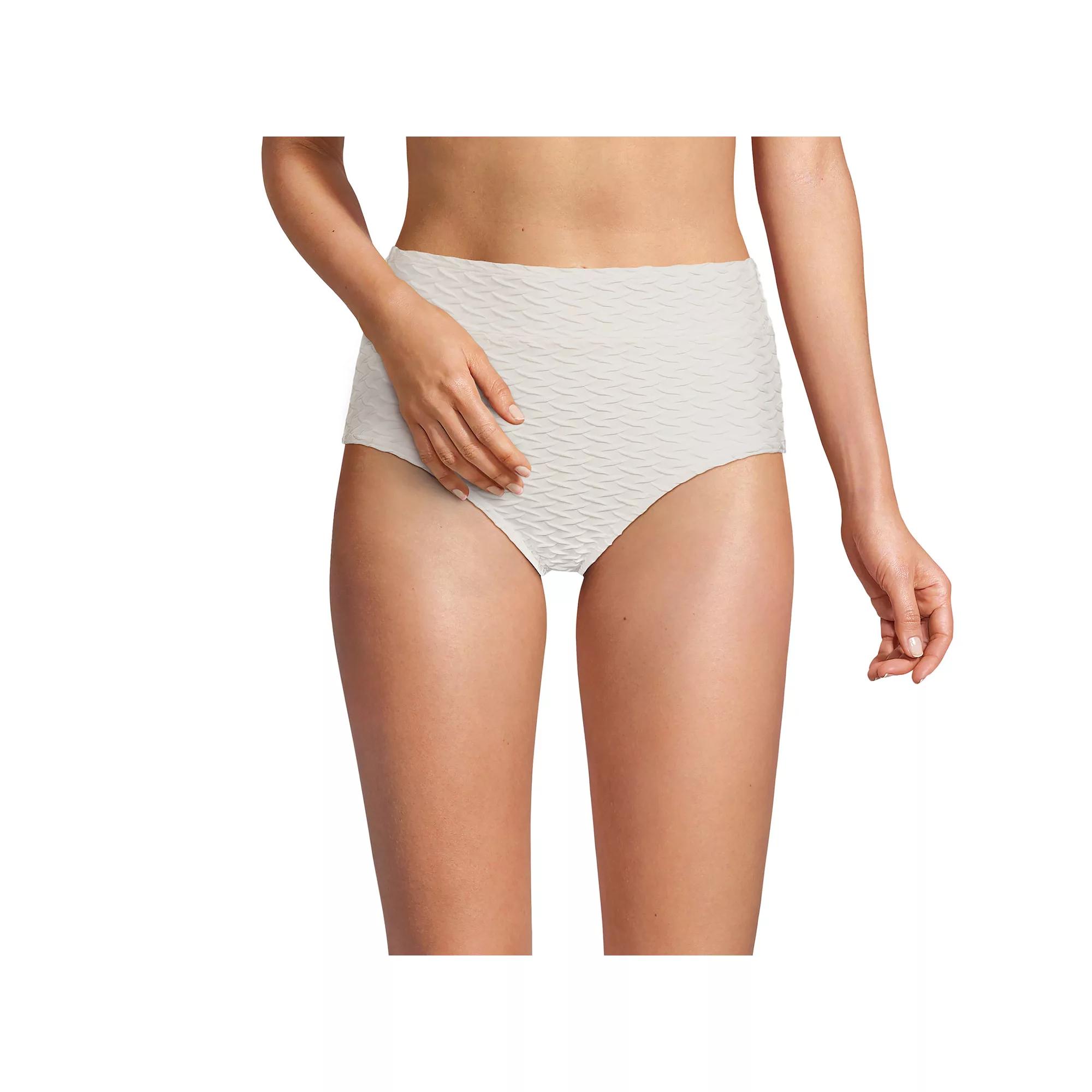 Women's Lands' End Textured High Waisted Bikini Swim Bottoms,  Product Image