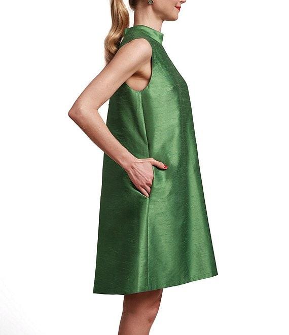 FRANCES VALENTINE Diplomat Dupioni Mock Neck Sleeveless Dress Product Image