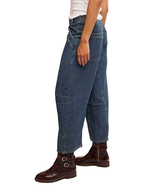 Free People Midnight Voyage Mid Rise Straight Leg Cropped Harem Style Jeans Product Image