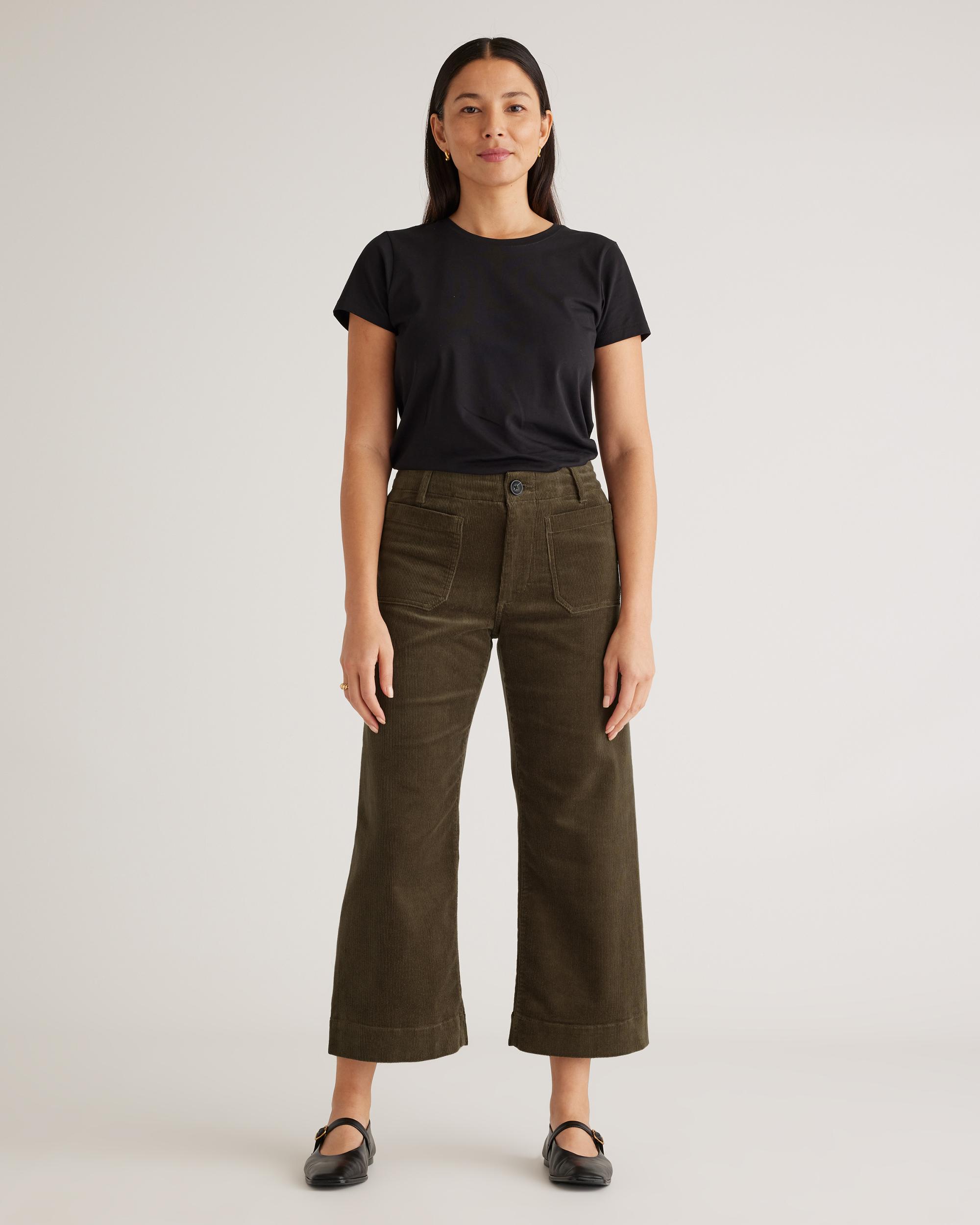 Quince | Women's Organic Stretch Corduroy Cropped Wide Leg Pants Organic Cotton Product Image