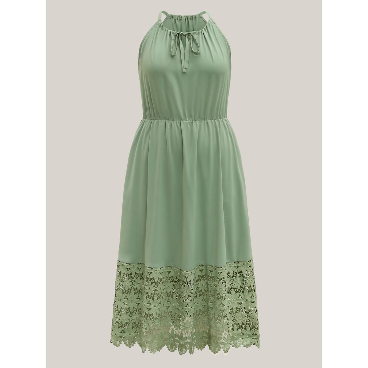 Plus Size Lace Cut-Out Stretchy Waist Midi Dress Greenbean Women Non Sleeveless Curvy BloomChic 12/L Product Image