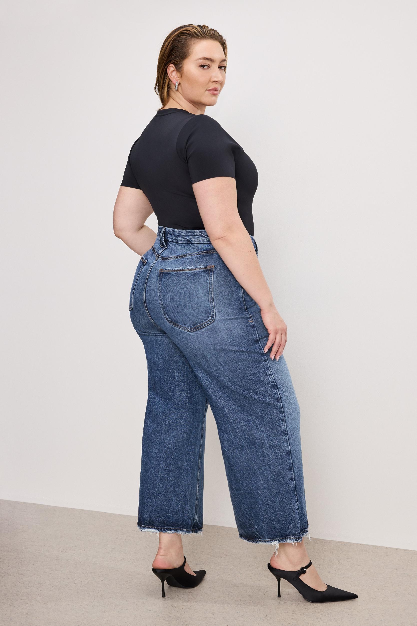 SOFT-TECH GOOD WAIST CROPPED PALAZZO JEANS | INDIGO737 Product Image