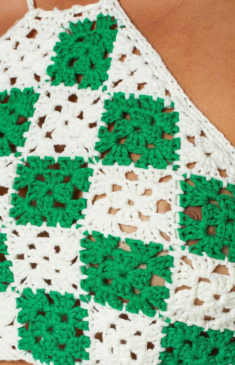 Natasha Green Check Crop Top Product Image