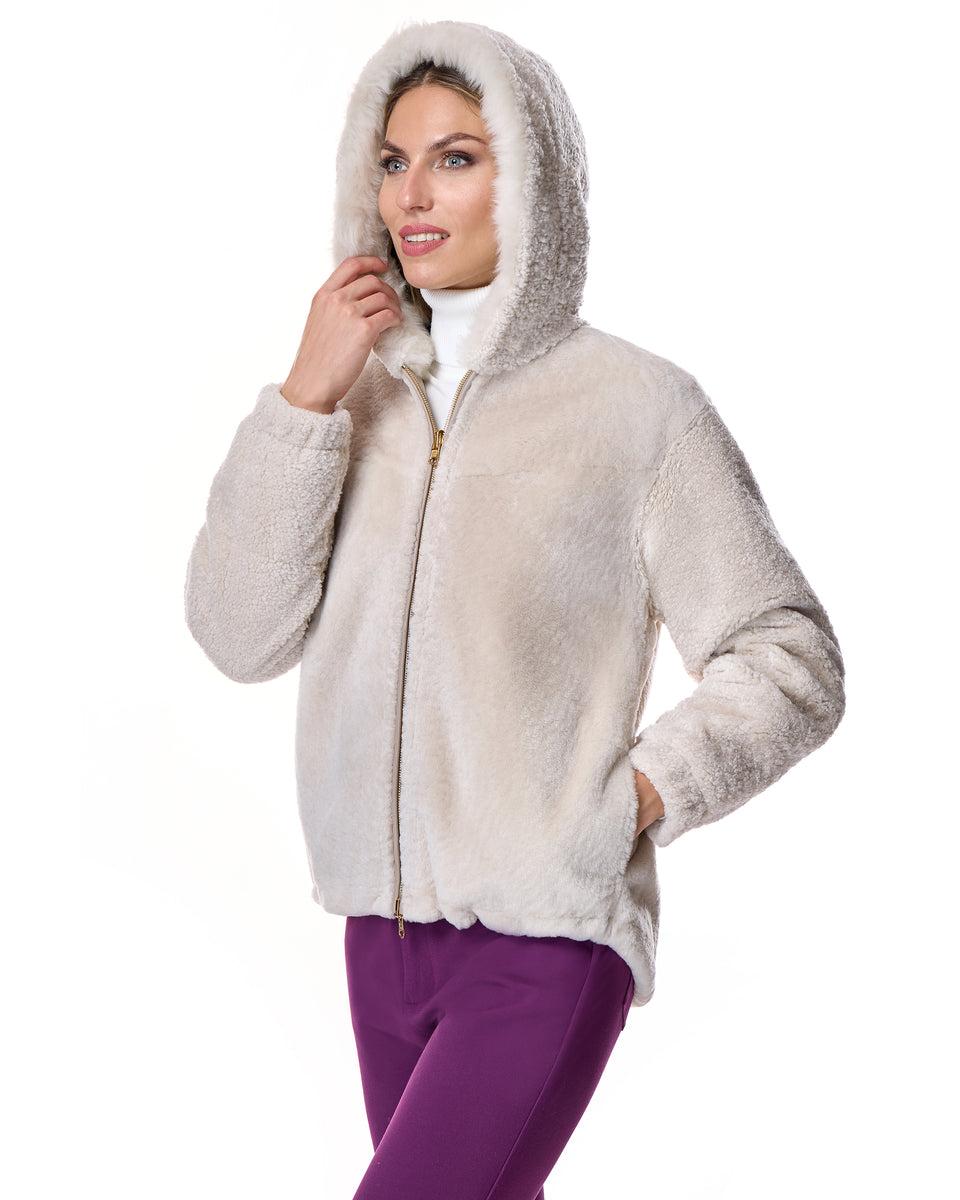 REVERSIBLE SHEARLING JACKET WITH HOOD Product Image