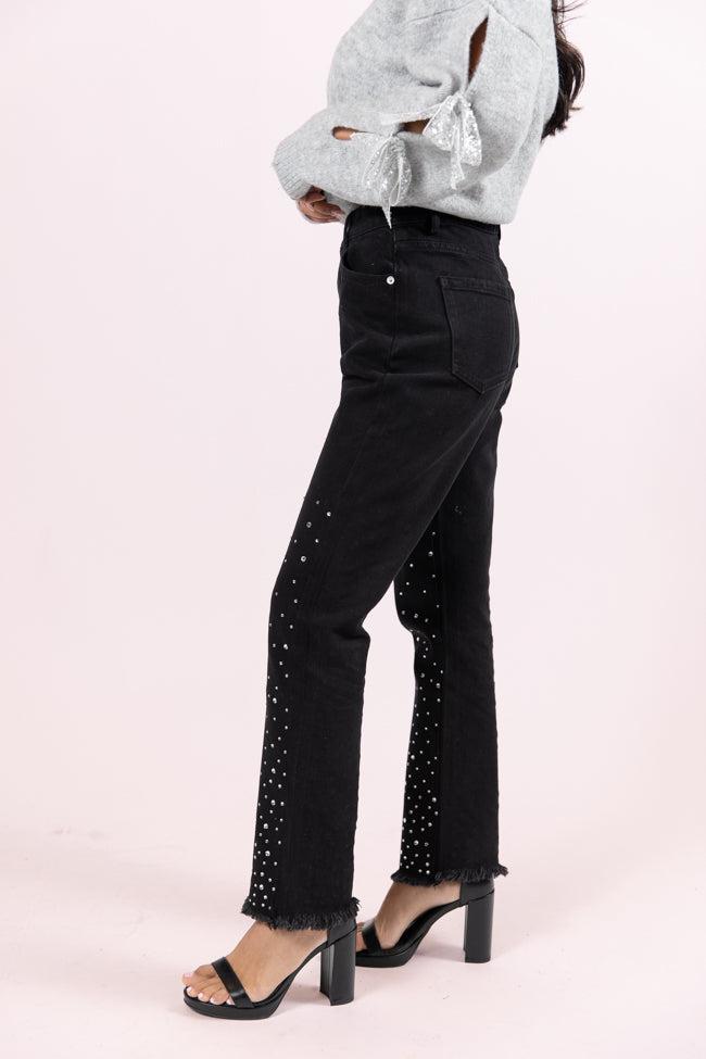 LaDonna Black Rhinestone Detail Jeans FINAL SALE Product Image