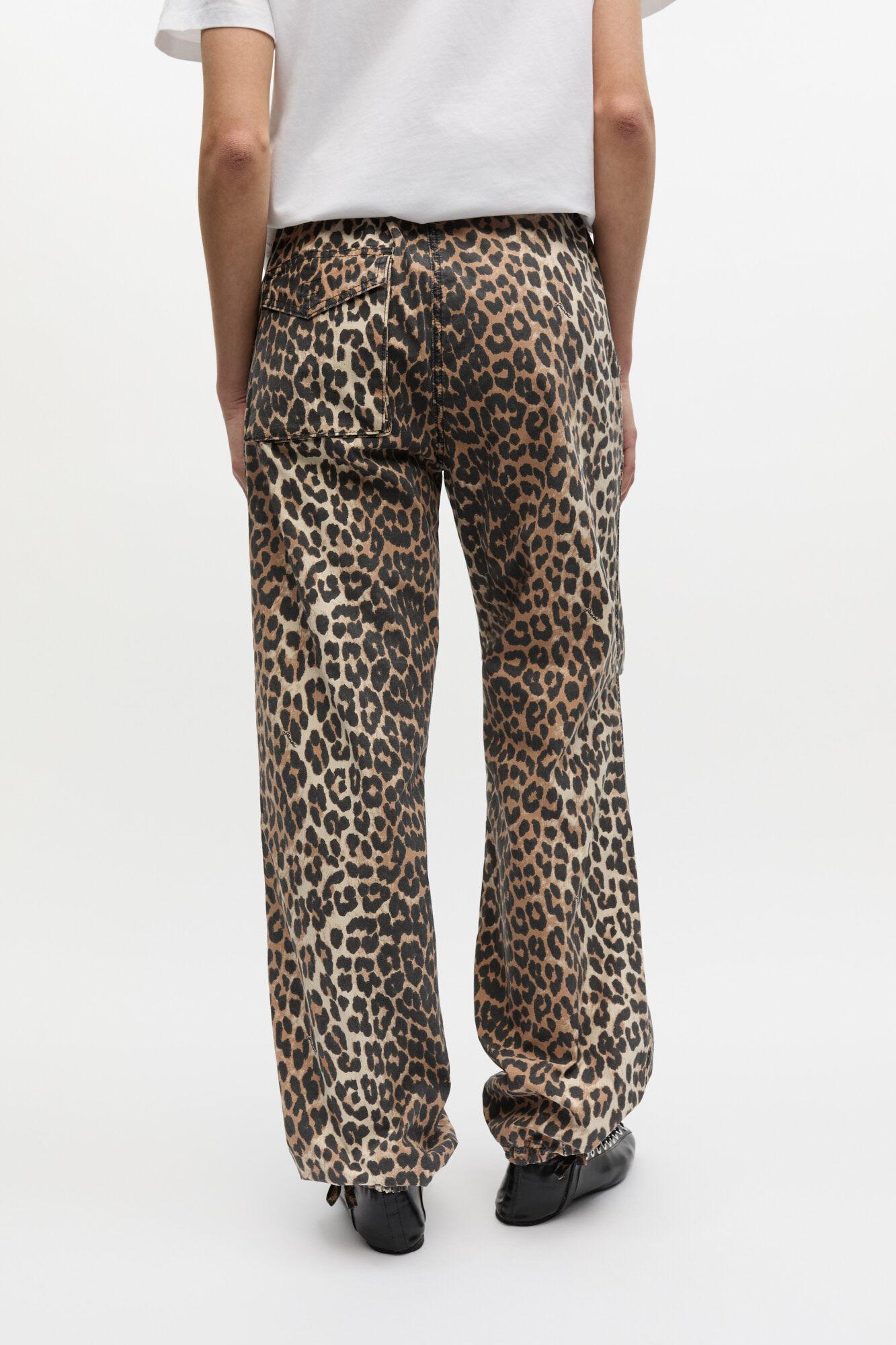 Leopard Washed Cotton Canvas Drawstring Pants Product Image