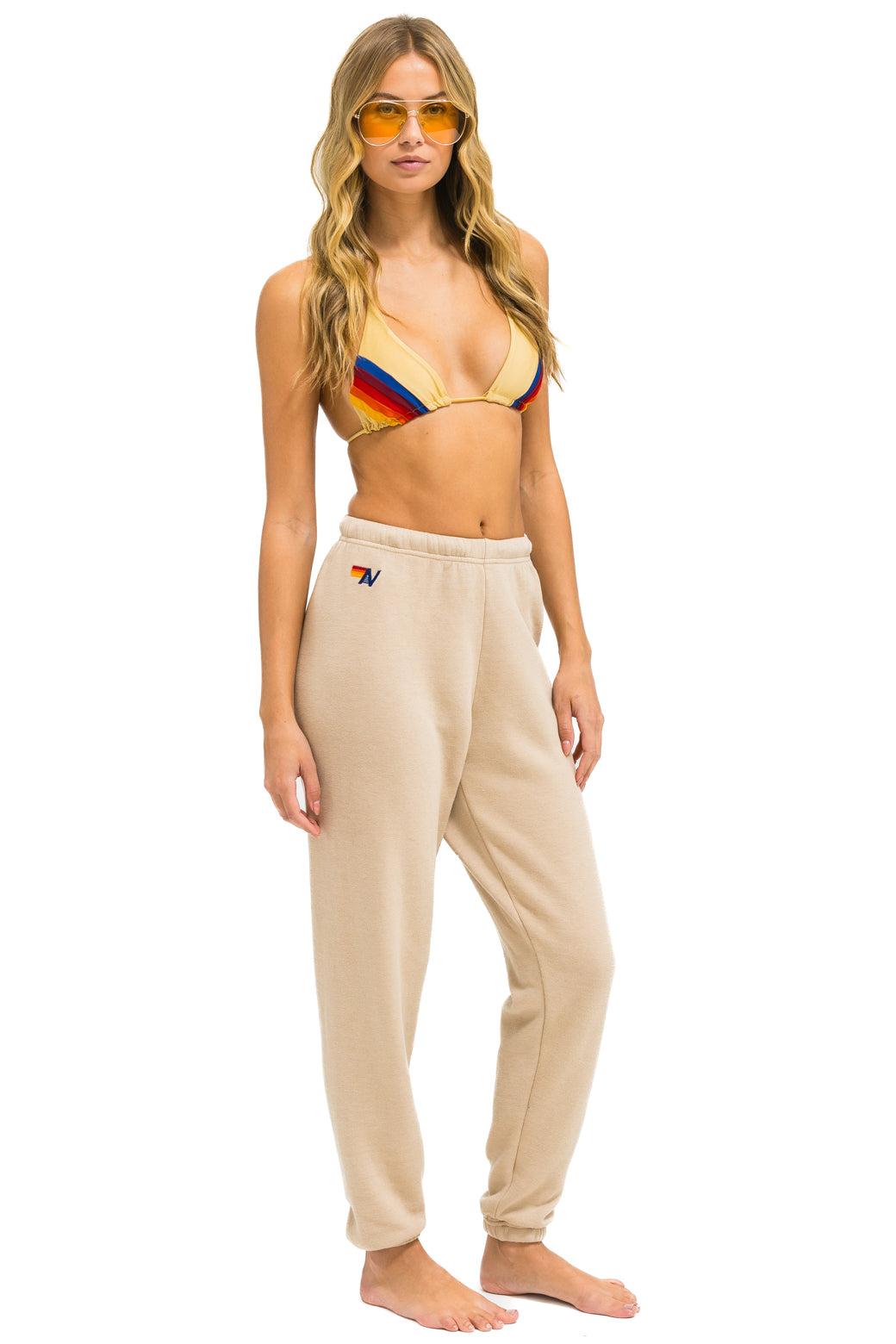 5 STRIPE SWEATPANTS - SAND // WHITE // GREY Female Product Image