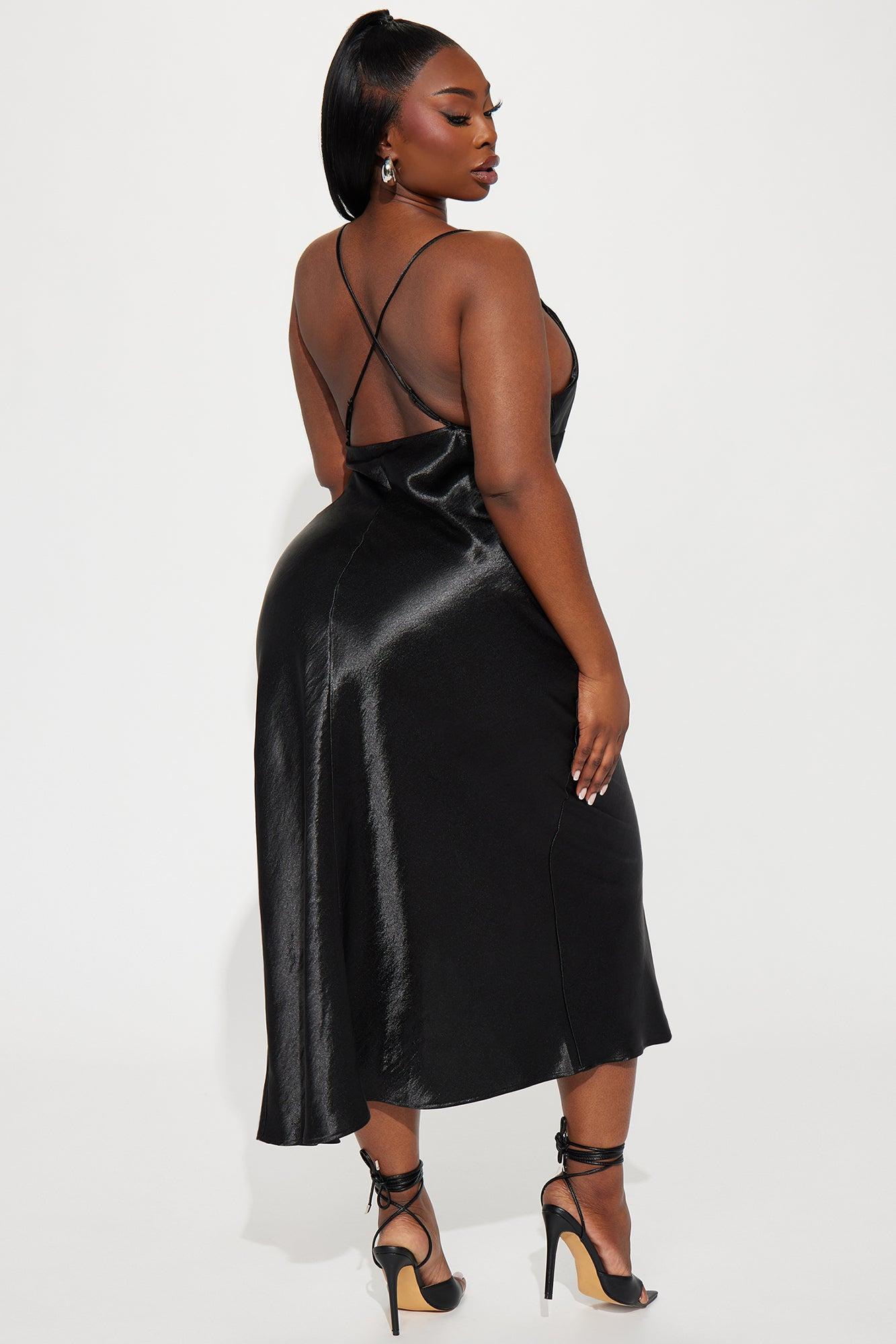 Tati Satin Midi Dress - Black Product Image