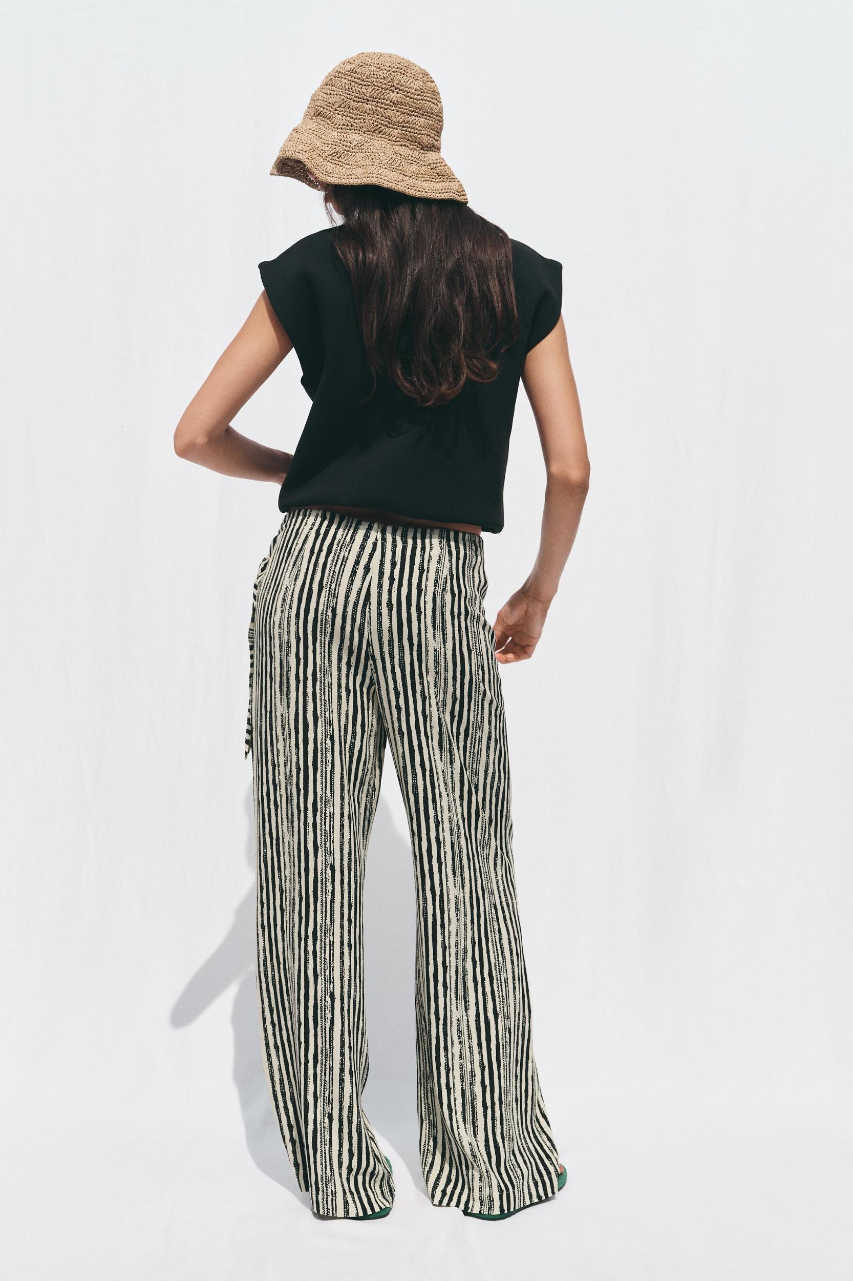 STRIPED WIDE LEG WRAP PANTS Product Image