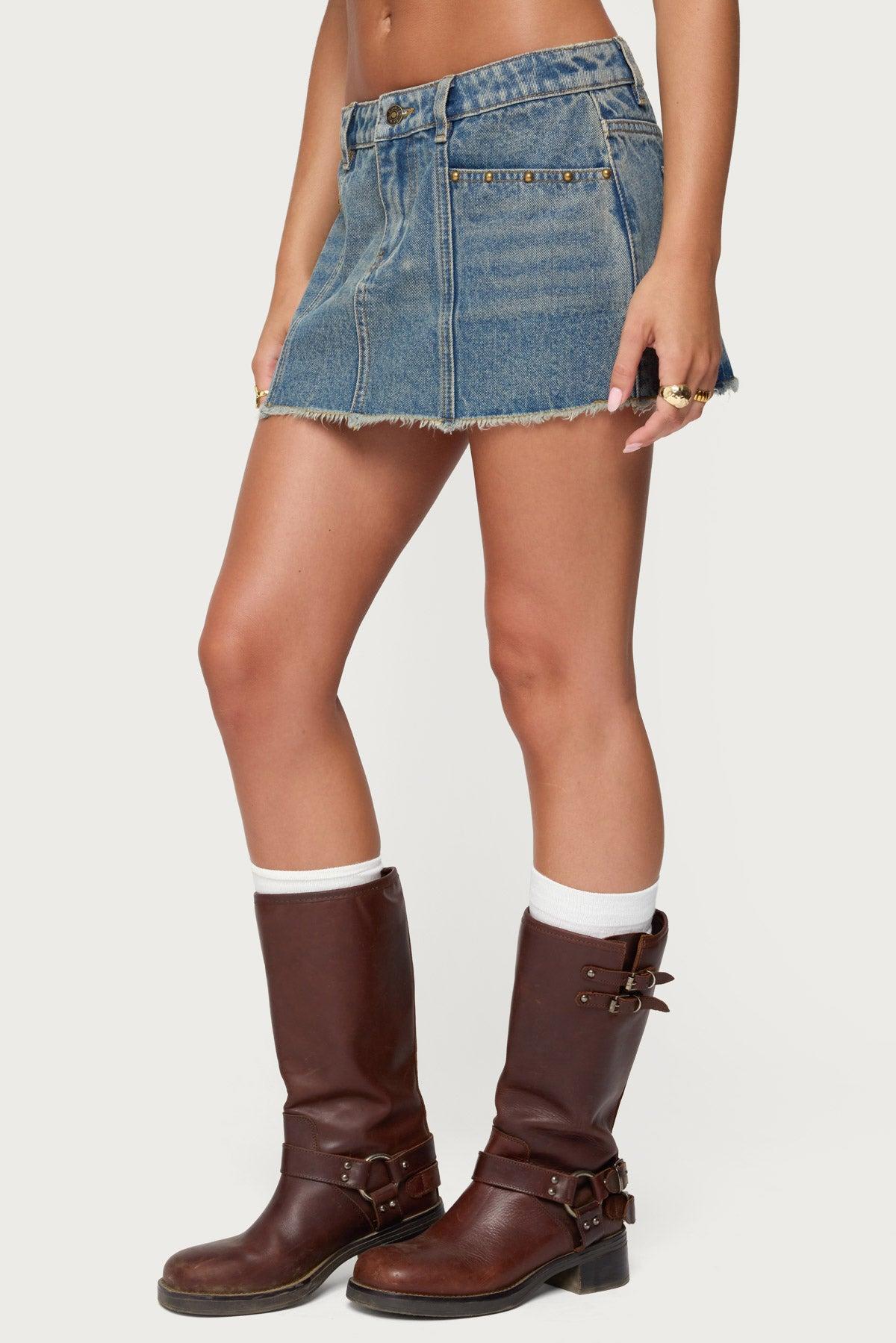 Keiko Studded Denim Mini Skirt Product Image