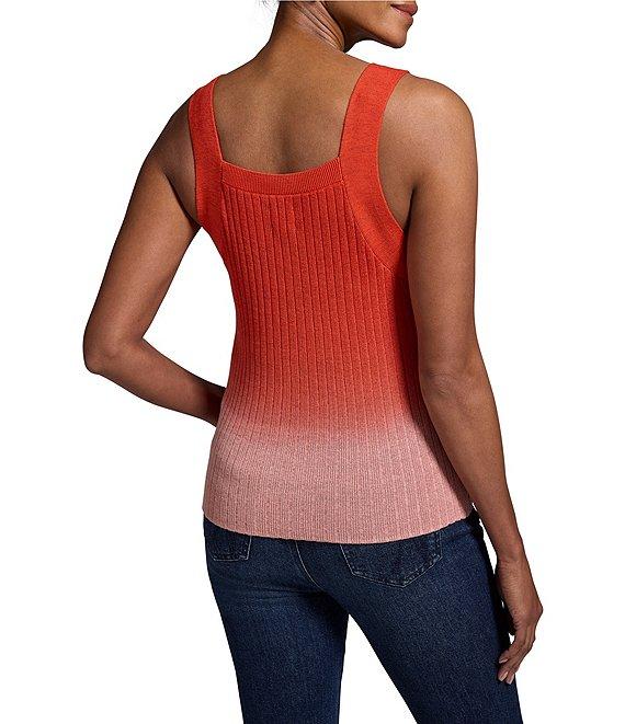 NIC + ZOE Luxe Rib Knit Ombre Square Neck Sleeveless Tank Product Image