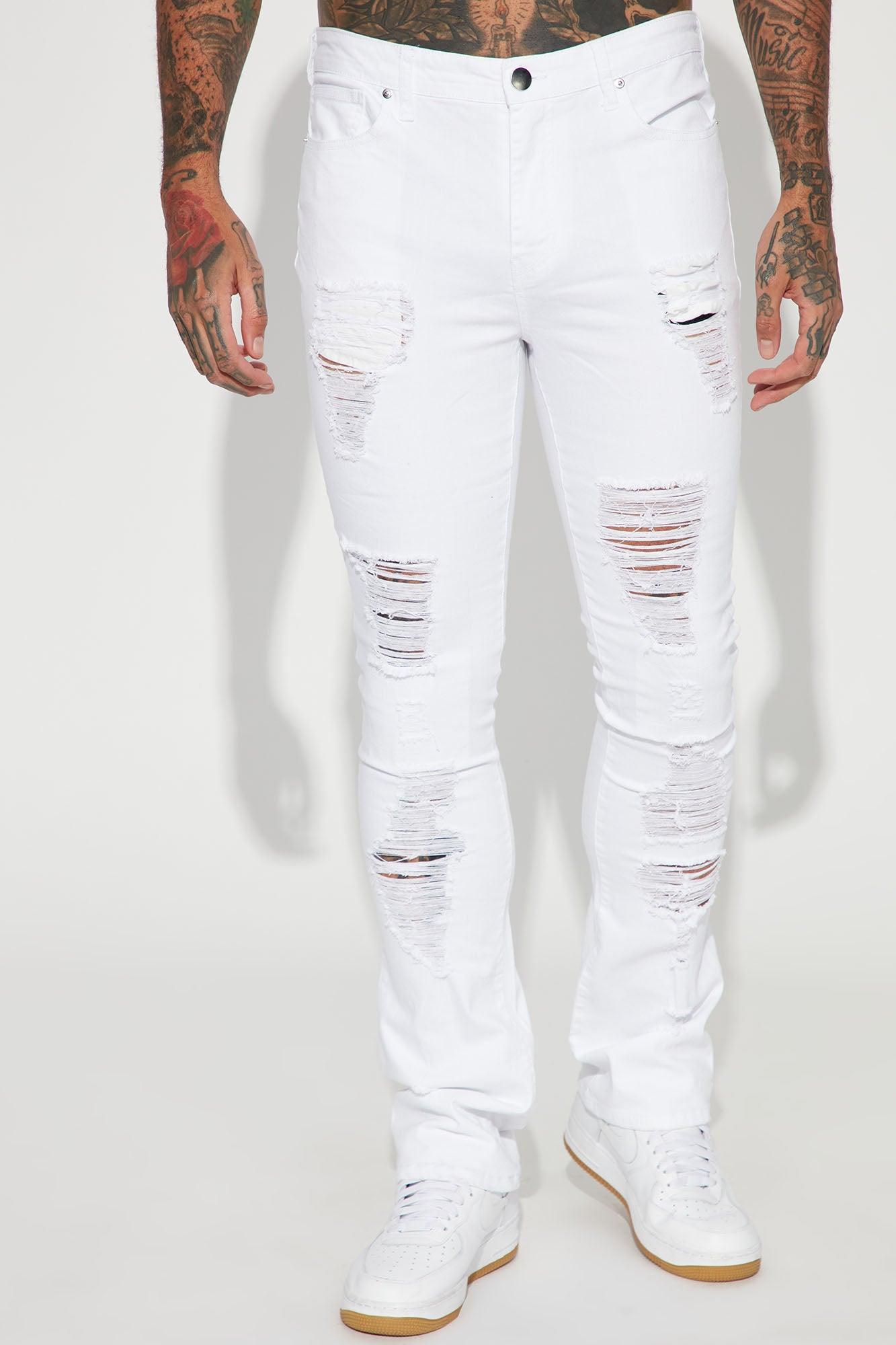 For Likes Stacked Skinny Flare Jeans - White Product Image