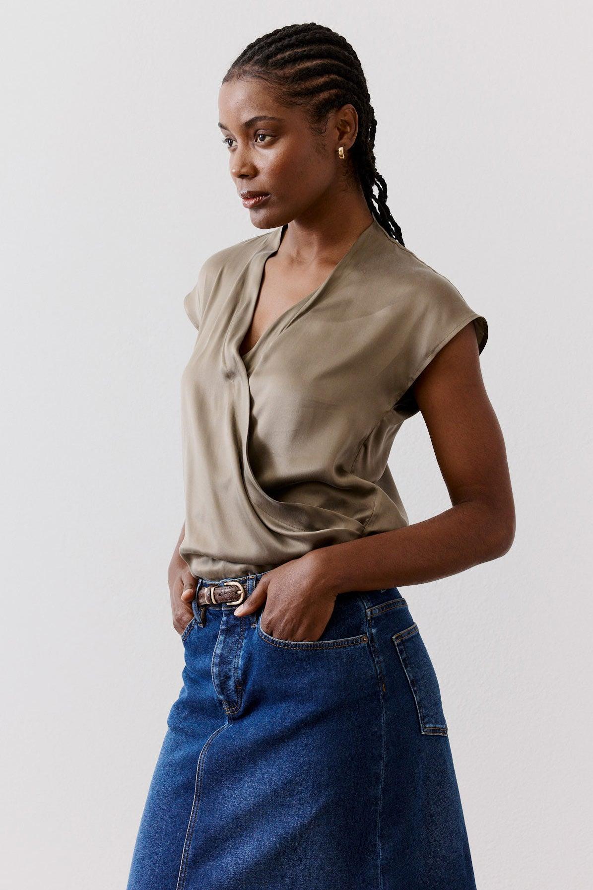 The Wrap Washable Silk Top Product Image