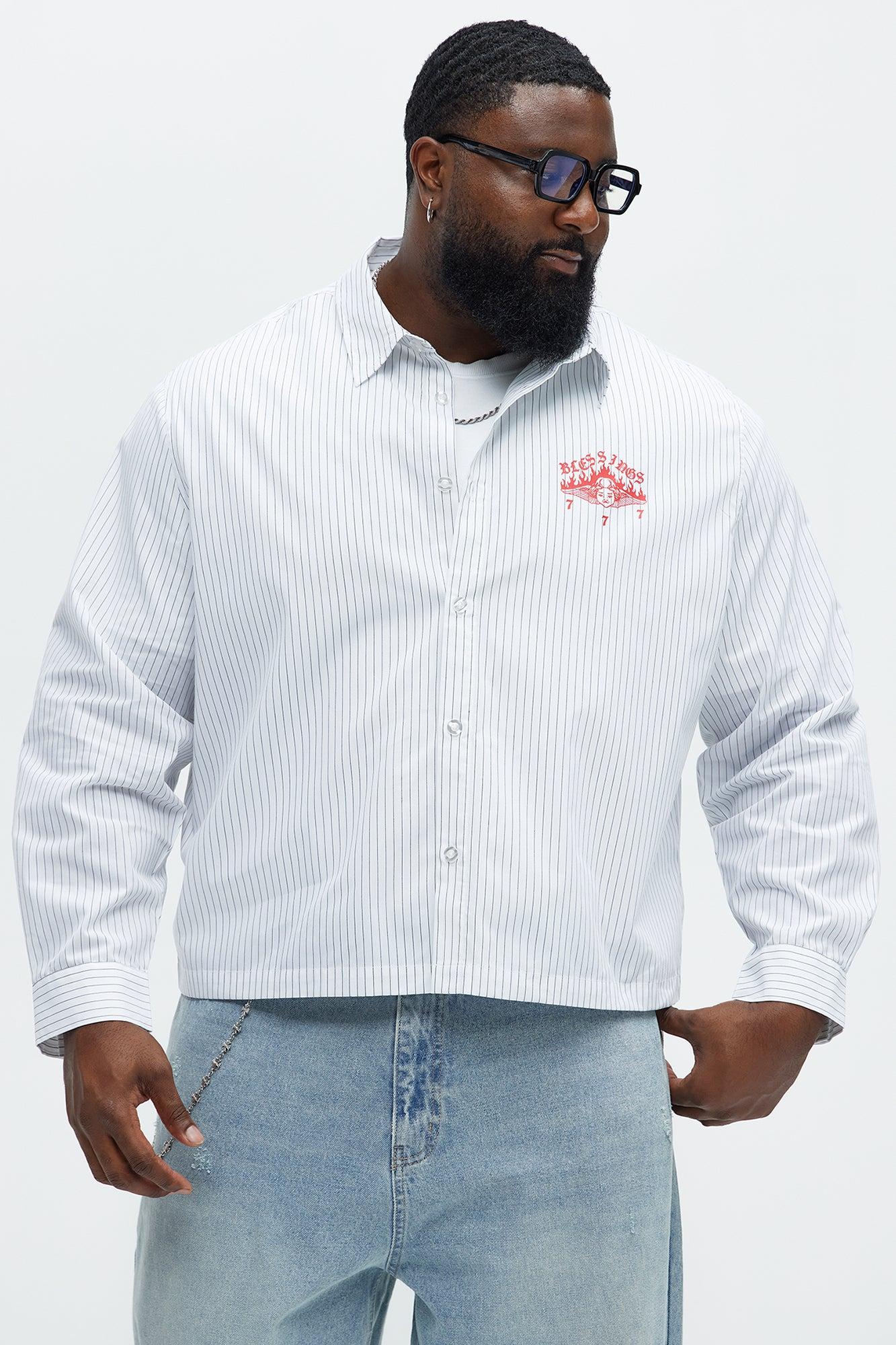 Cropped Saints And Sinners Long Sleeve Button Up - White Product Image
