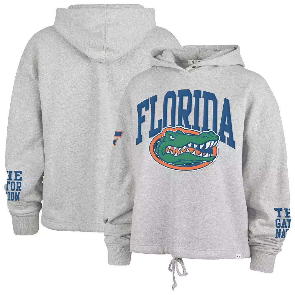 Women's '47 Heather Gray Florida Gators High Hopes Long Sleeve Cropped Hoodie,  Product Image