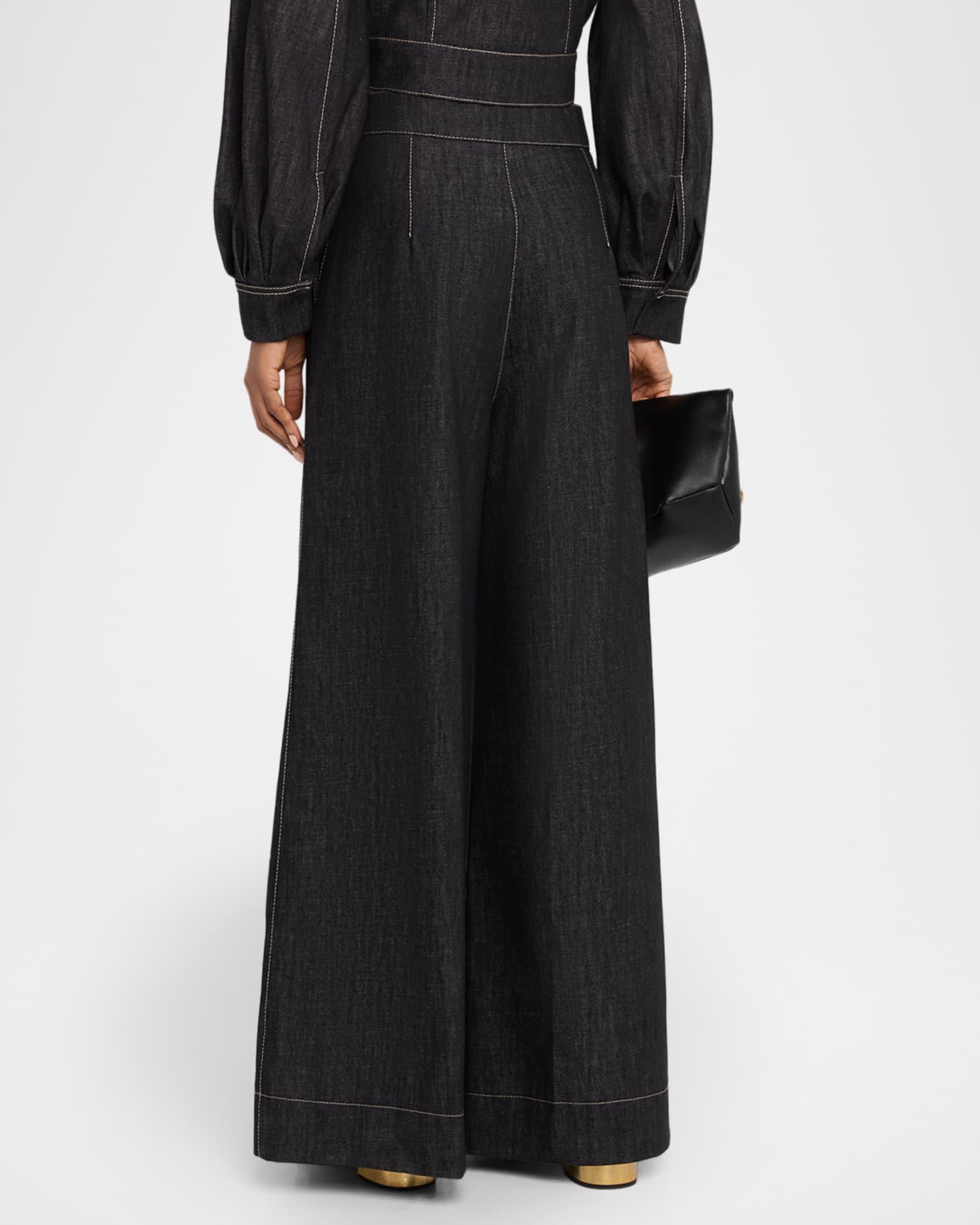 High-Rise Denim Flare Pants Product Image