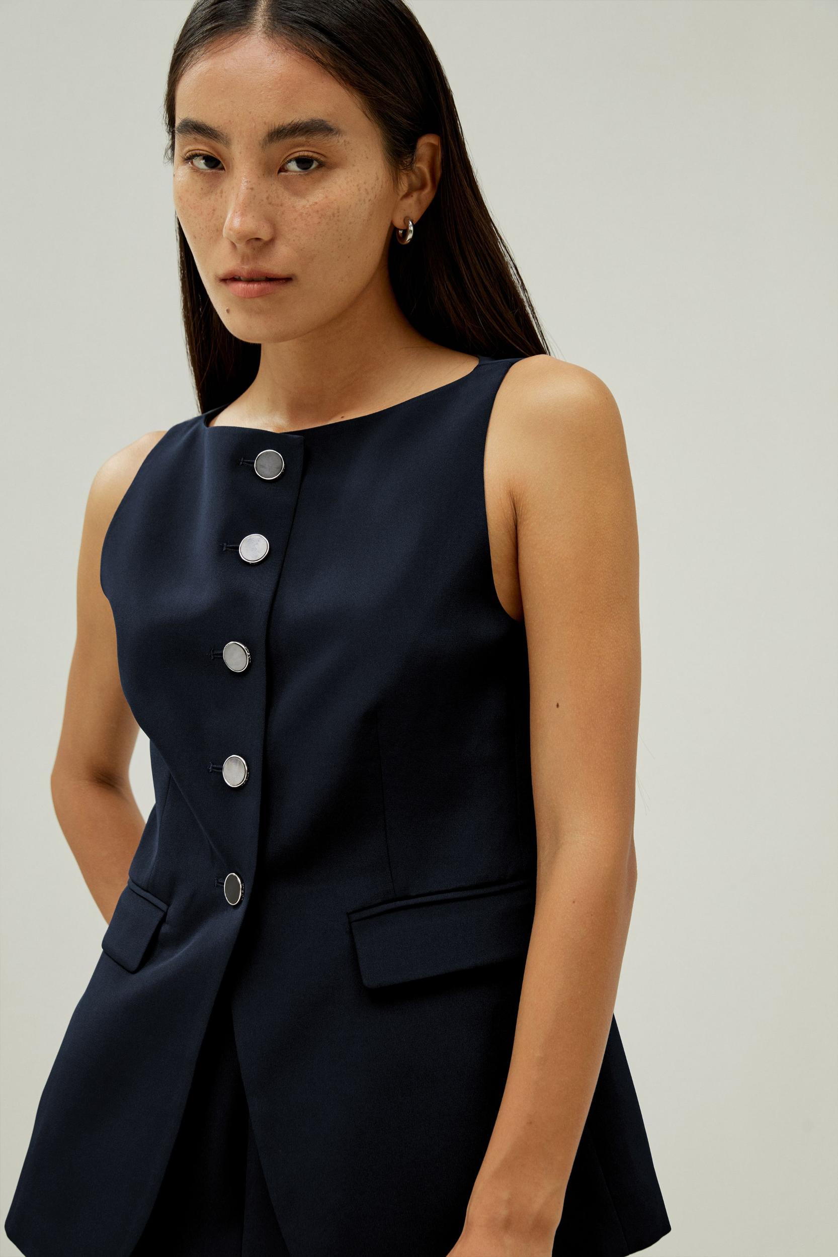 LILYSILK Womens Silk Vest - Midnight Blue 100% Grade 6A Silk - Chic Front Slit Tops 2 Product Image