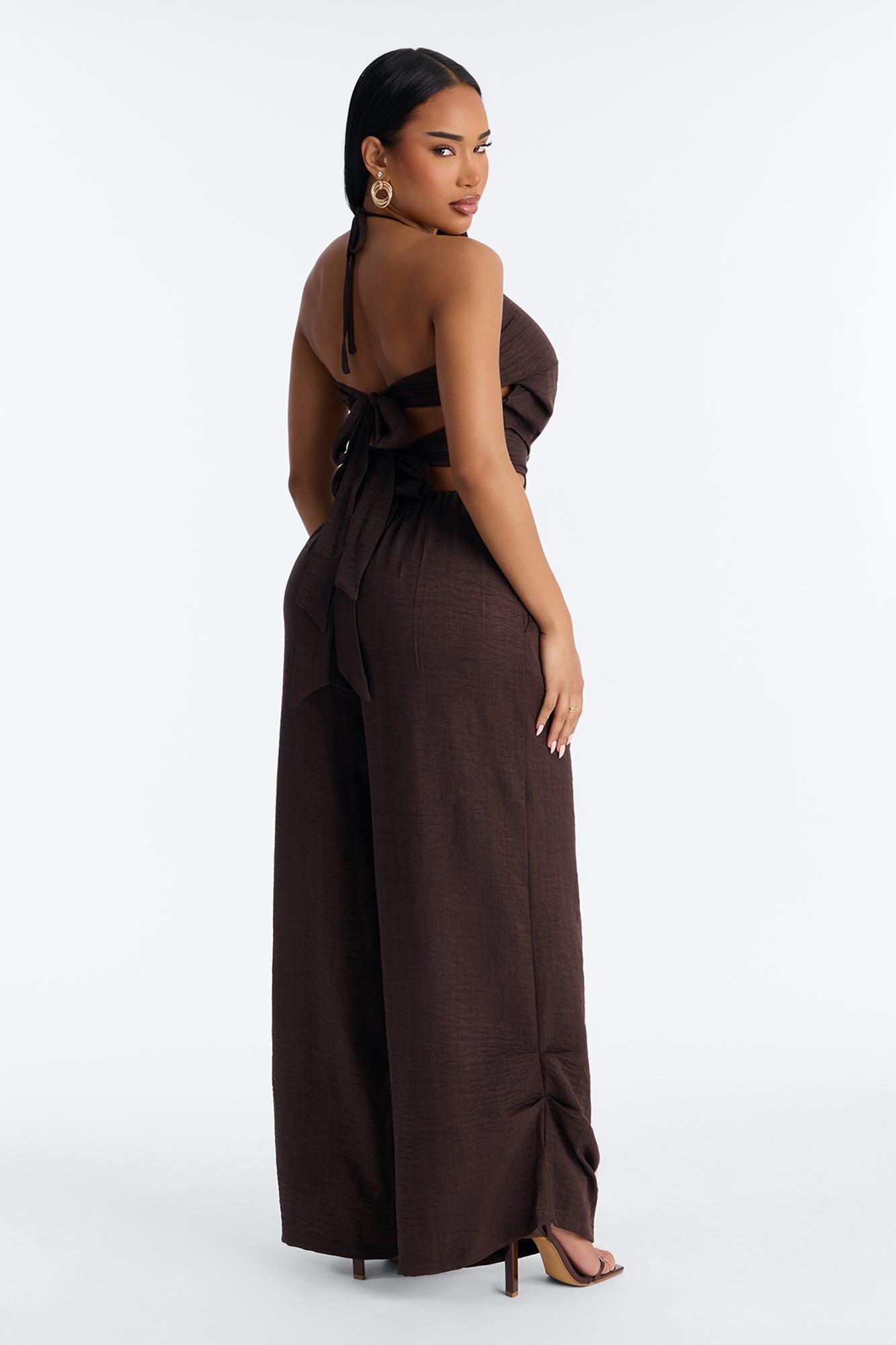 Sofie Cowl Wide Leg Jumpsuit - Chocolate Female Product Image