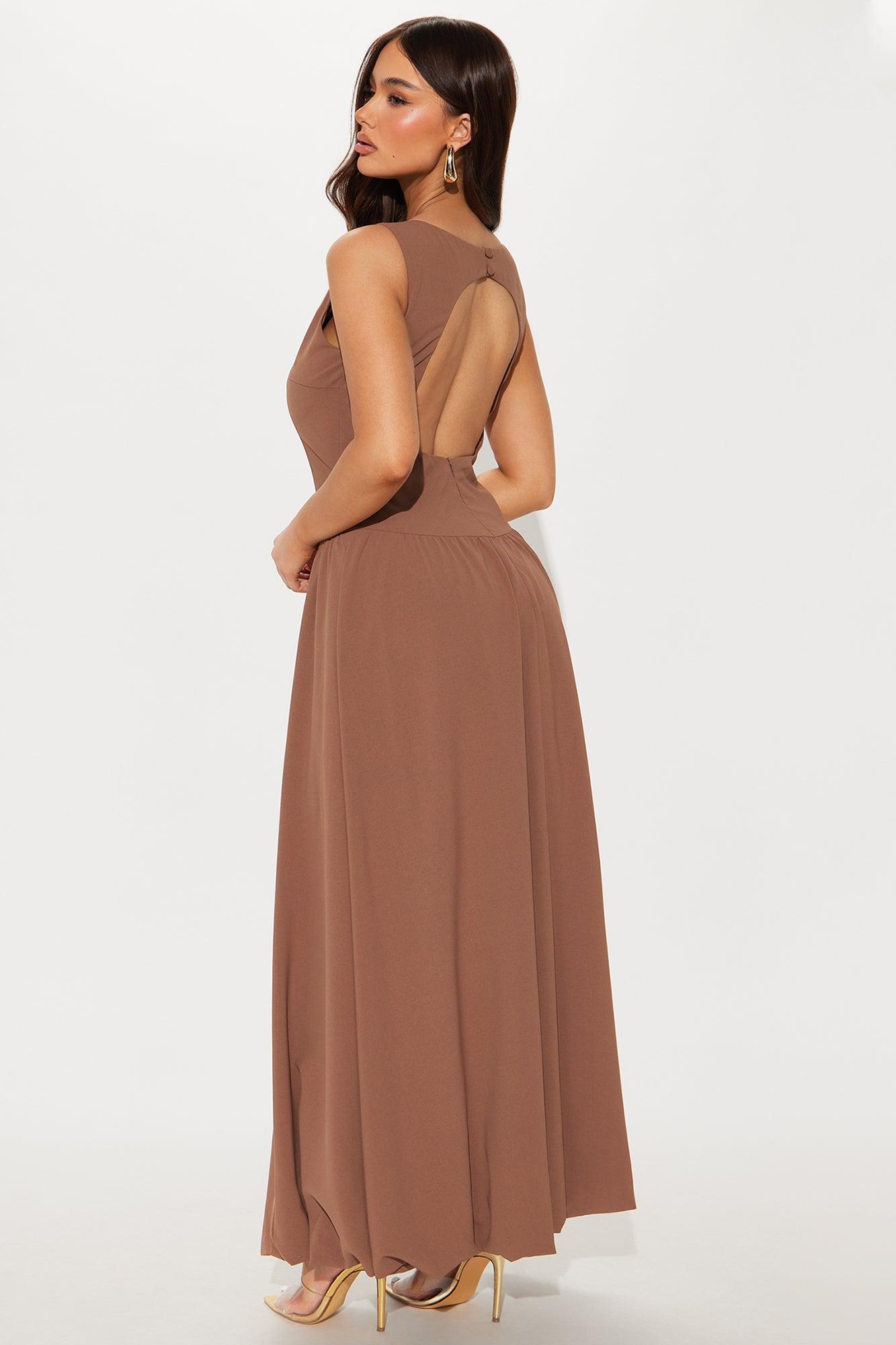 Hannah Bubble Hem Maxi Dress - Mocha Product Image