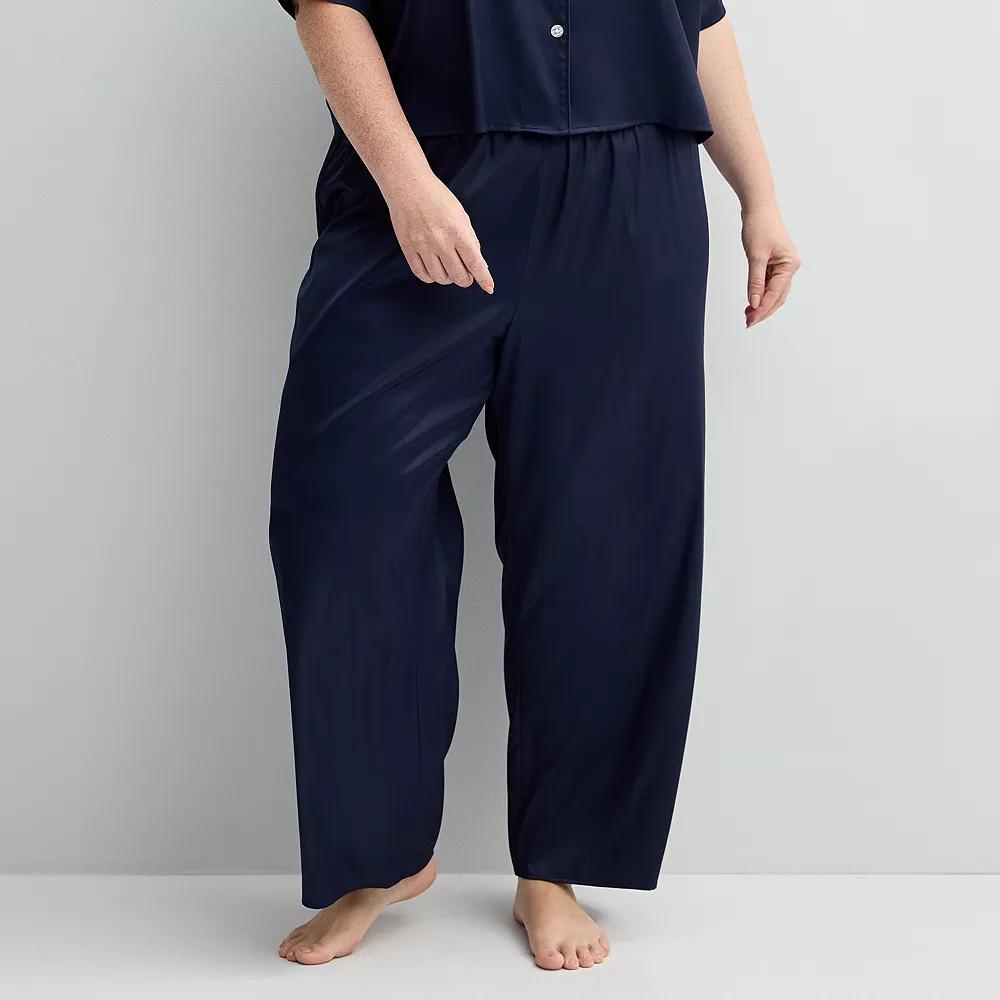 Plus Size Sonoma Goods For Life® Short Sleeve Satin Collared Pajama Top, Women's, Size: 1XL, White Product Image