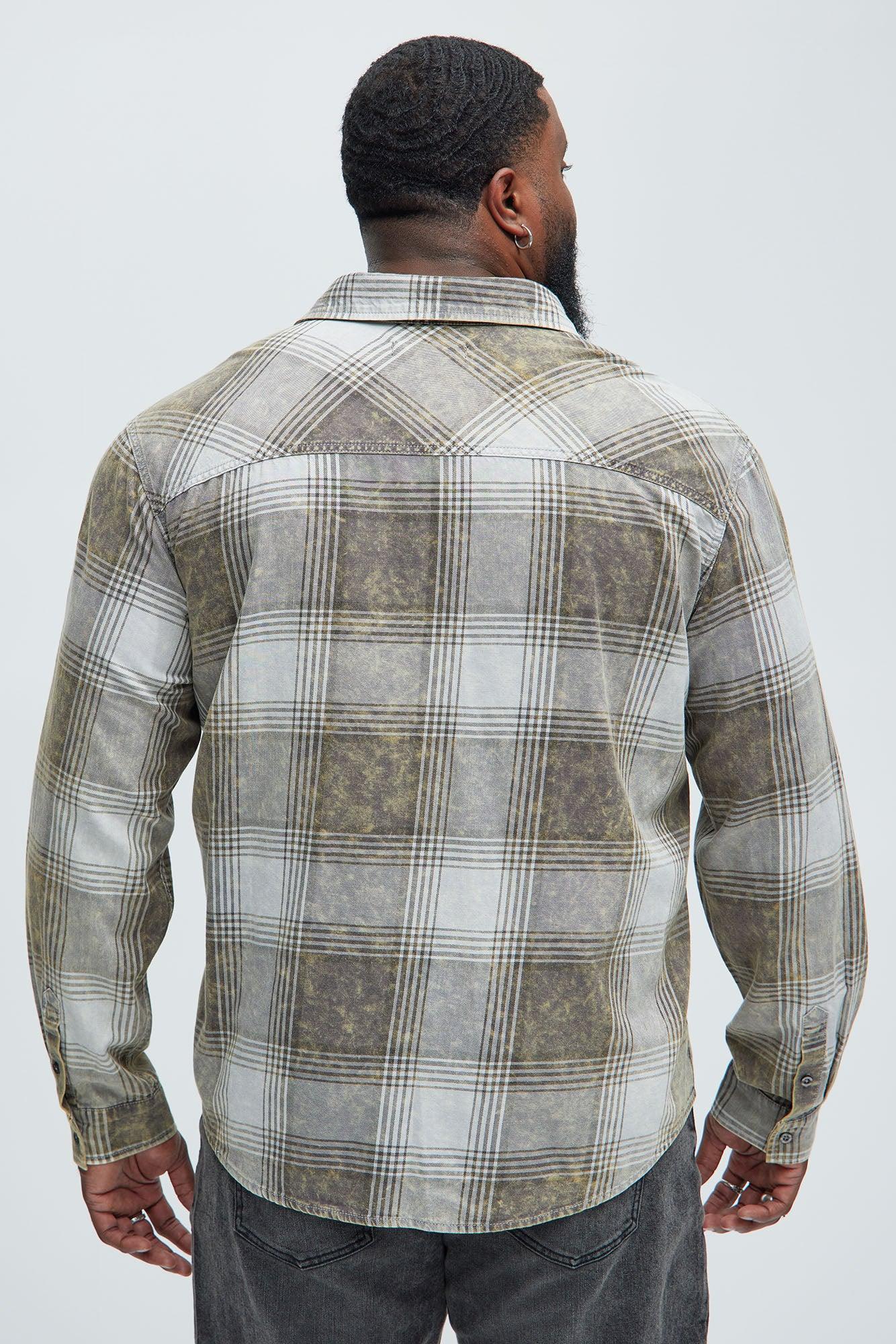 Adams Distressed Plaid Shirt - Grey/combo Product Image