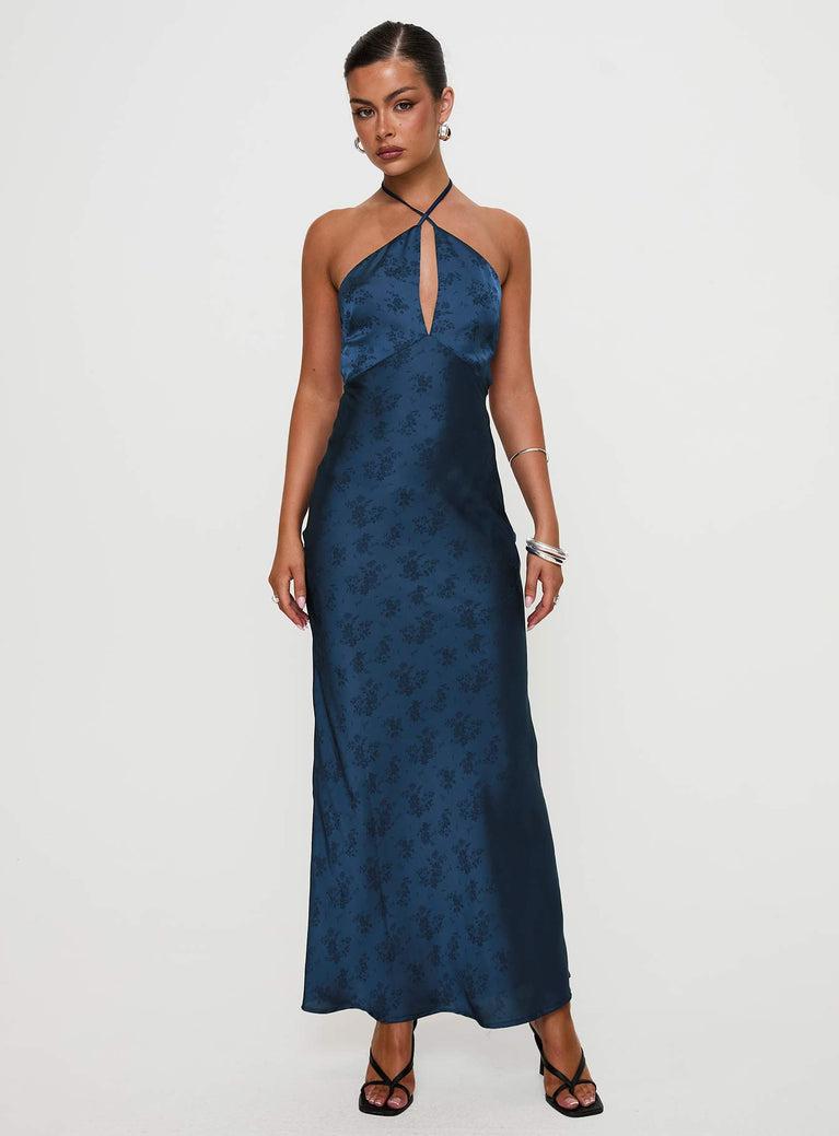 Limosina Halter Maxi Dress Navy Product Image
