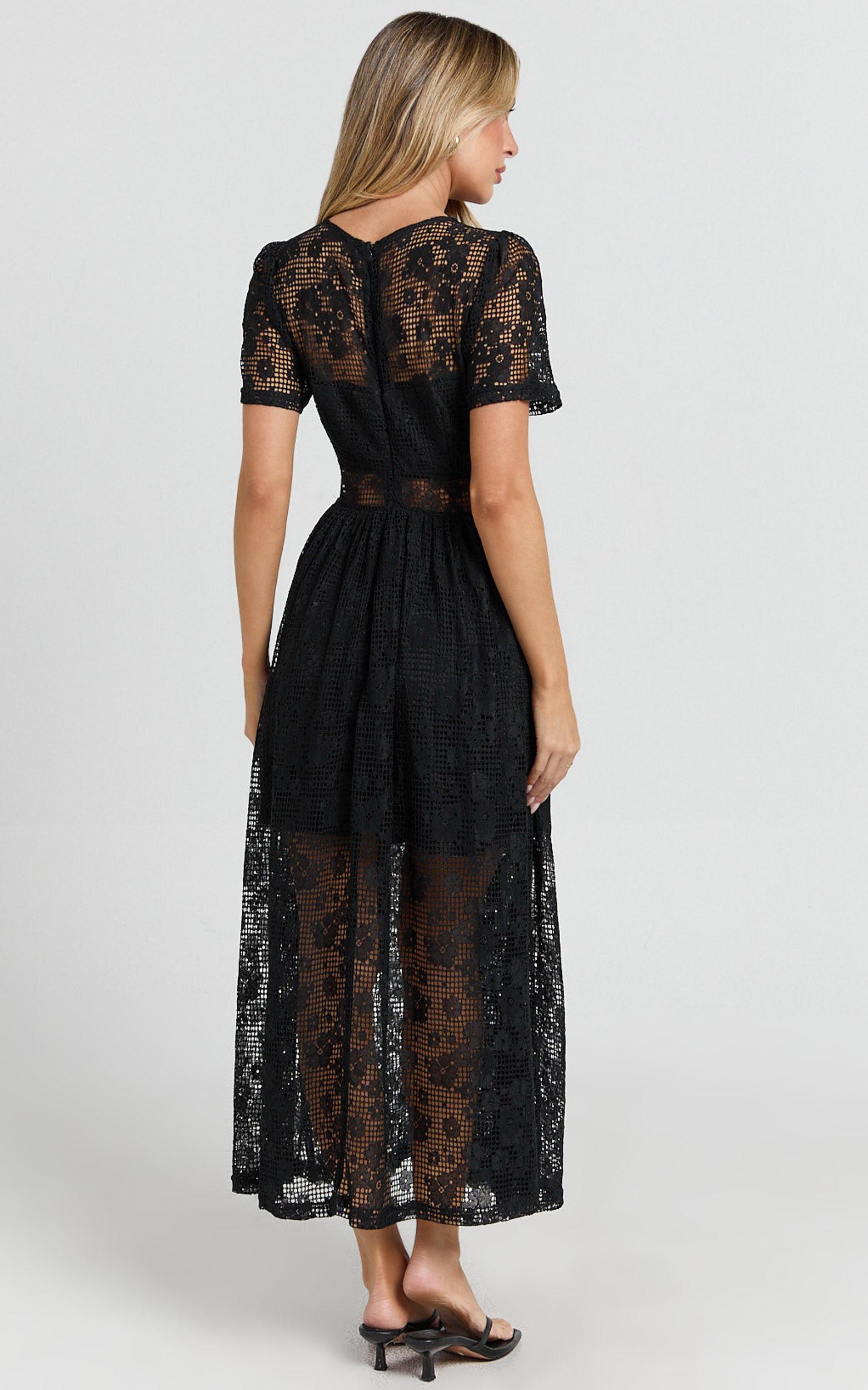 Leon Midi Dress - Short Sleeve Dress in Black Product Image