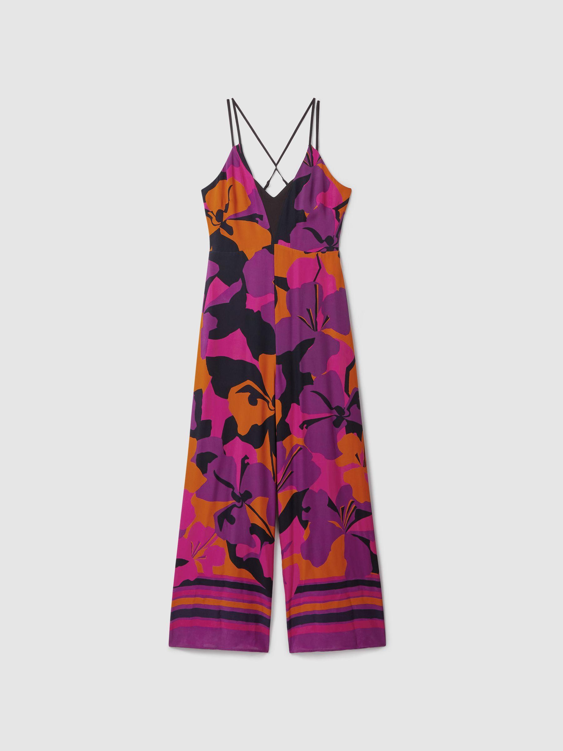 Florere Printed Wide Leg Jumpsuit in Pink/Orange Product Image