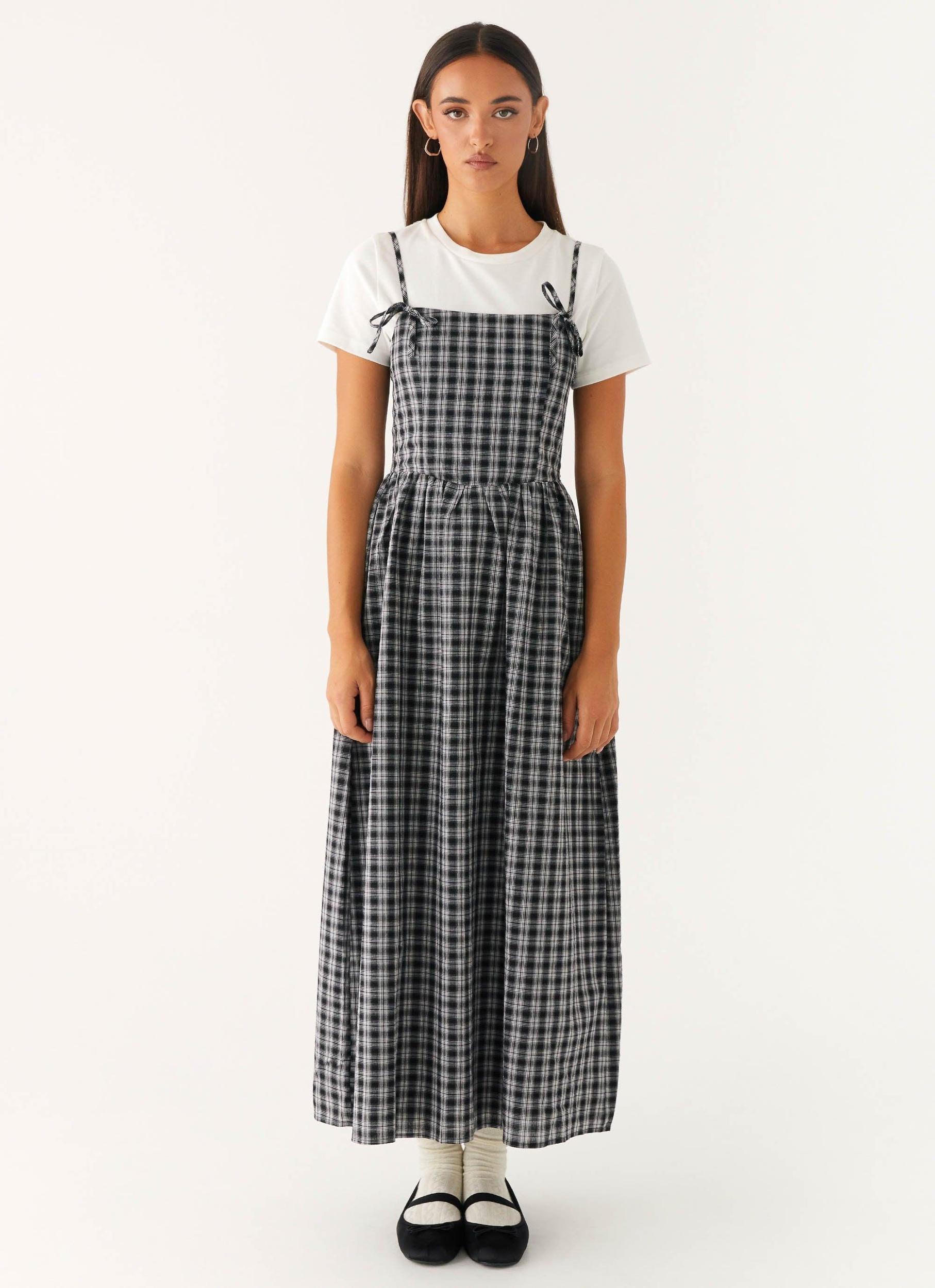 Ramsey Midi Dress - White Black Check Product Image