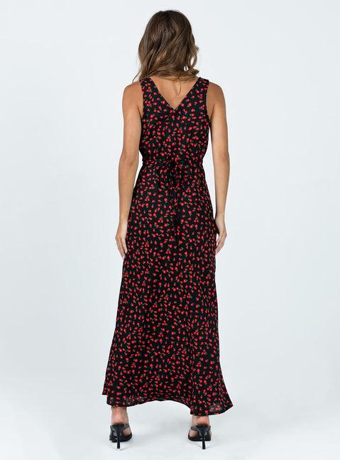 Nellie Maxi Dress Black/Red Floral Product Image