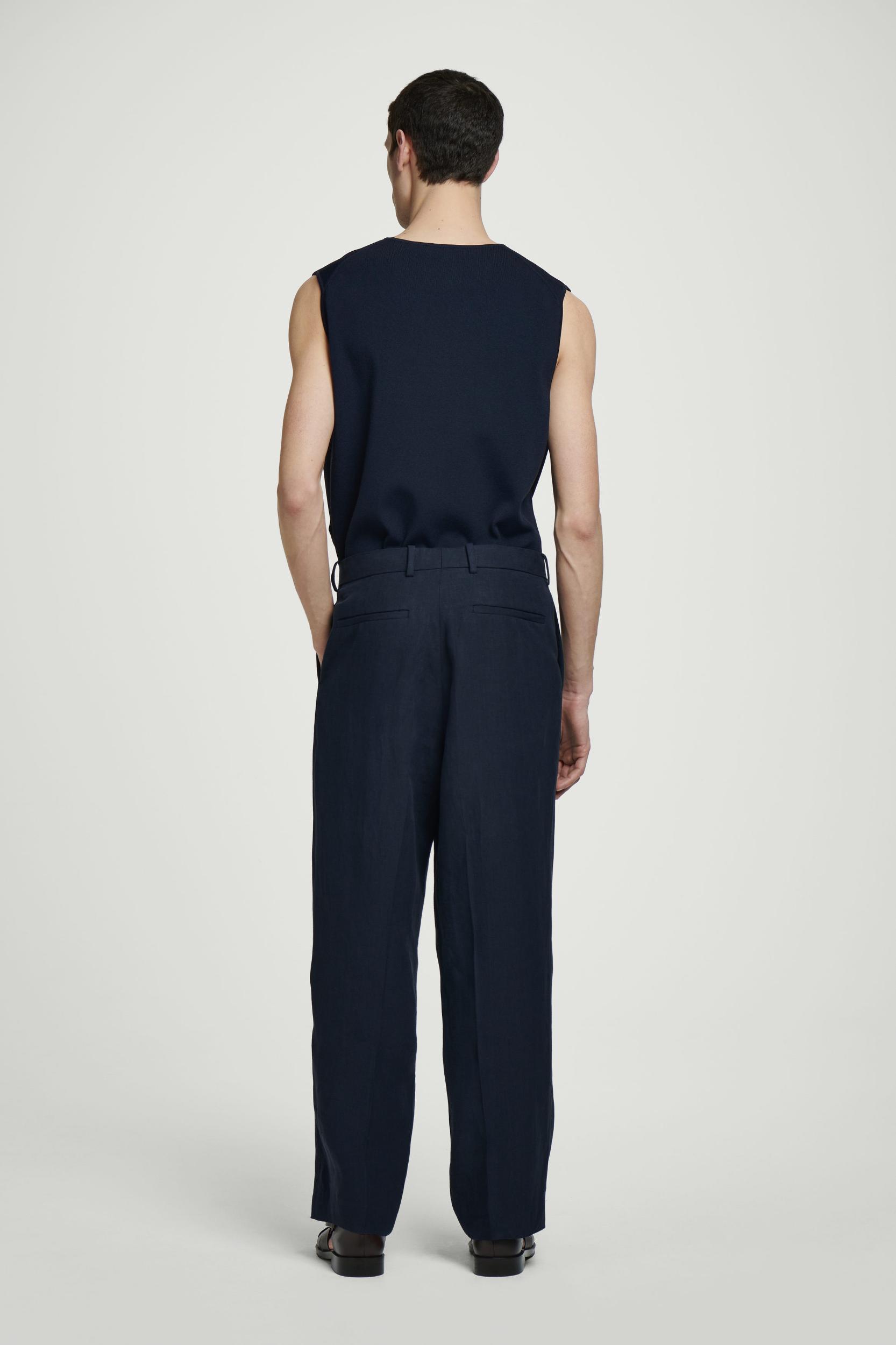 RELAXED LINEN STRAIGHT-LEG PANTS Product Image