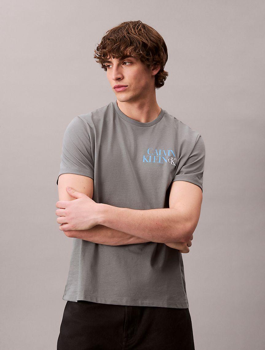 Calvin Klein Mens Stacked CK Logo Easy Tee - Grey Product Image