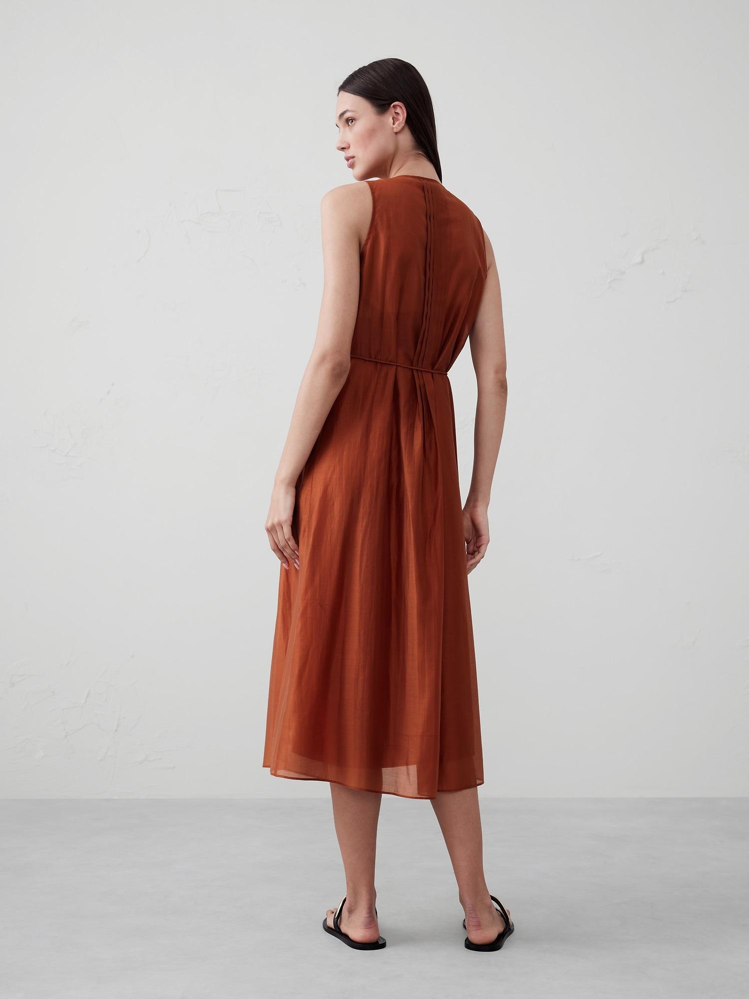 Pintuck Organza Midi Dress Product Image