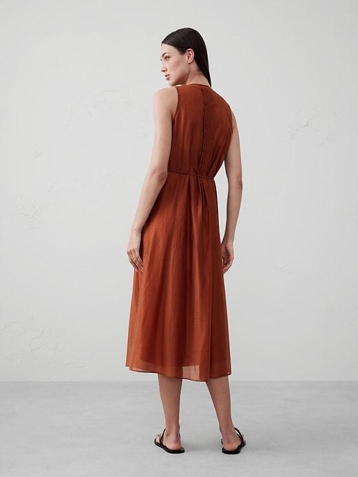 Pintuck Organza Midi Dress Product Image