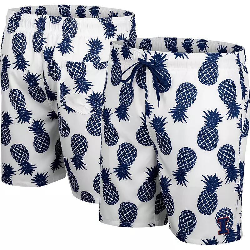 Men's Colosseum White Illinois Fighting Illini Pineapples Swim Shorts, Size: Medium Product Image