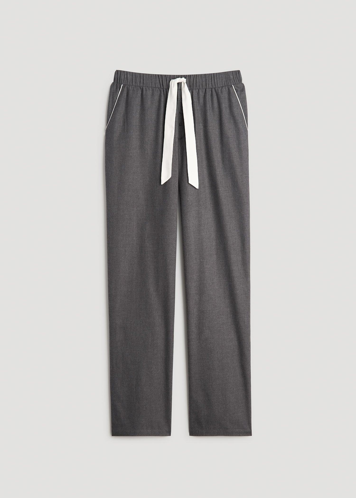 Open-Bottom Flannel Pajama Pants for Tall Women in Charcoal Flannel Female Product Image