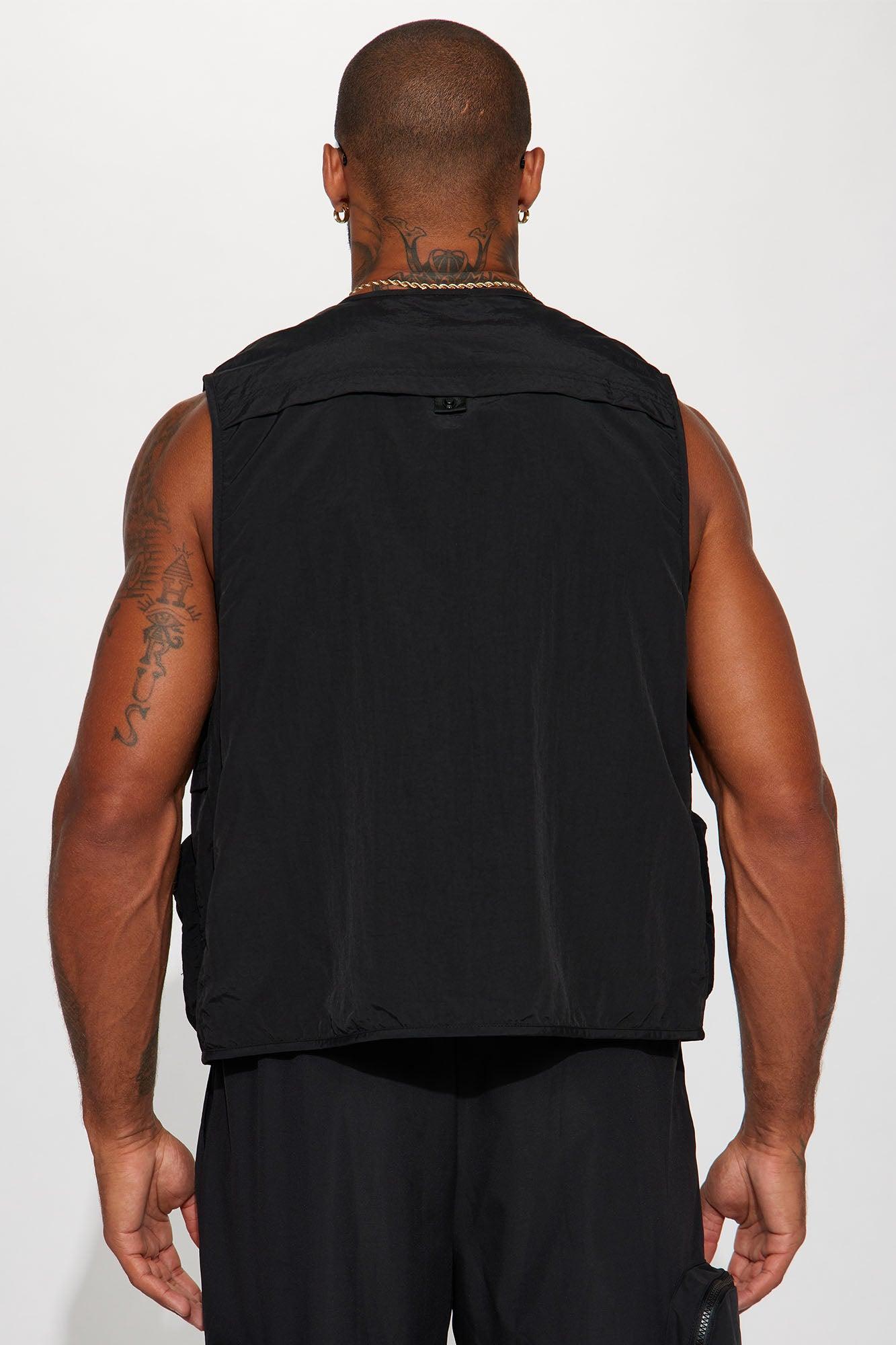 Our Moment Utility Nylon Cargo Vest - Black Product Image