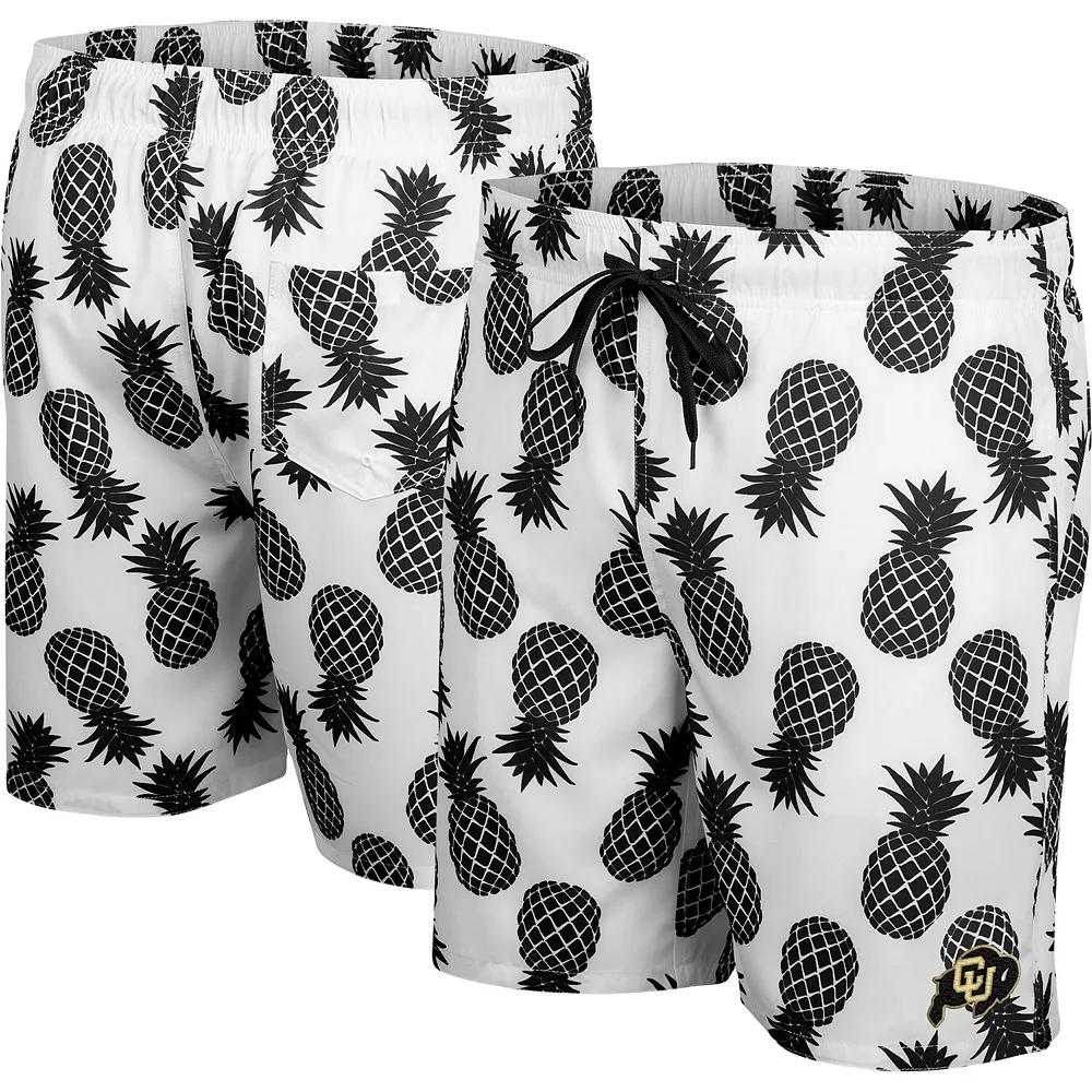 Men's Colosseum White Illinois Fighting Illini Pineapples Swim Shorts, Size: Medium Product Image