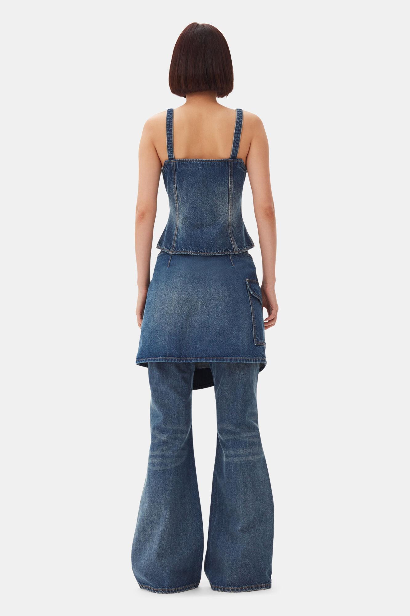 Dark Blue Heavy Washed Denim Top Product Image