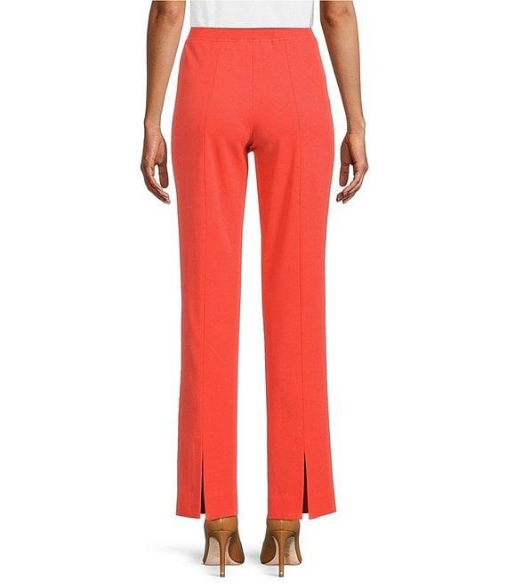 Ming Wang Deco Stretch Crepe Back Slit Hem Pull-On Pants Product Image
