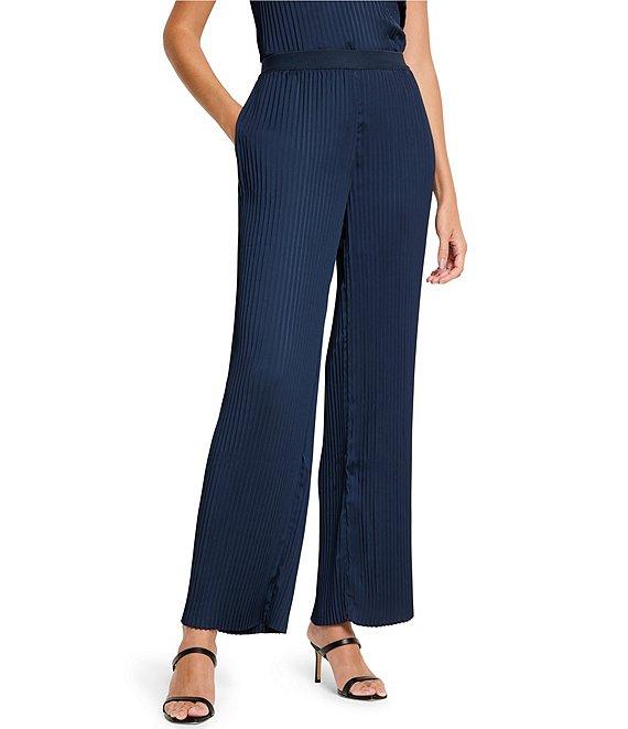 NIC + ZOE Crinkle Crepe Flat Front Wide Leg Pull-On Pants Product Image