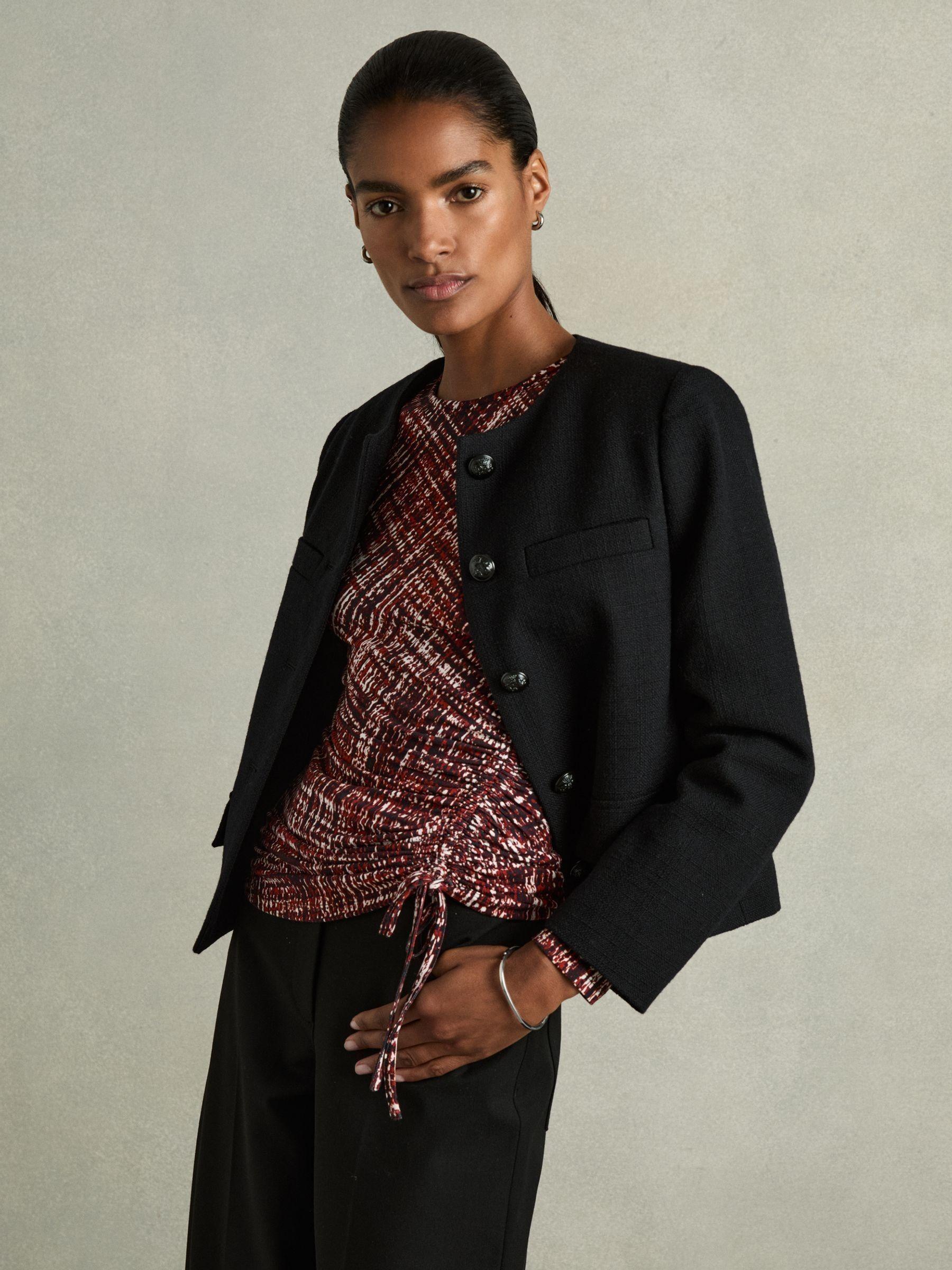 Abstract-Print Ruched-Jersey Top in Red Product Image