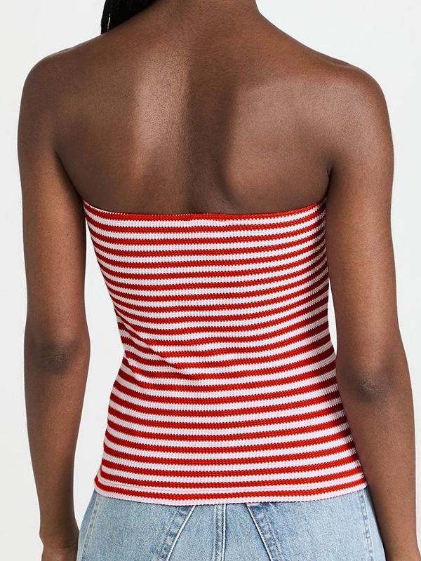 Stripe Knit Short Bandeau Top Product Image