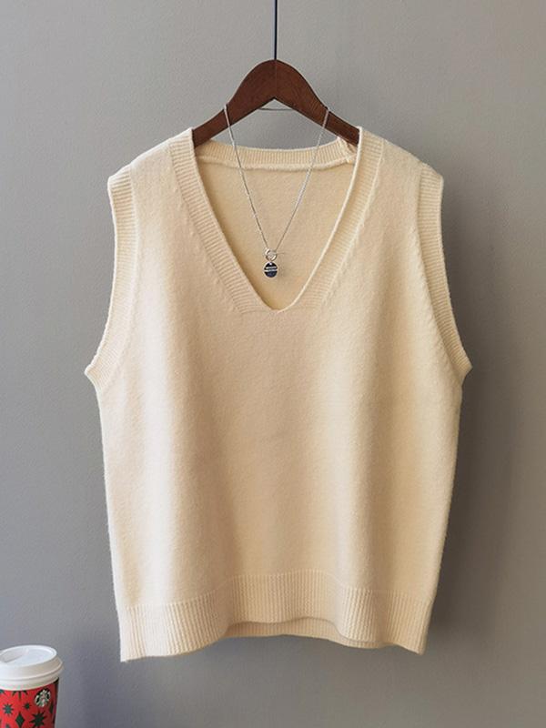 Simple 9 Colors V-Neck Loose Sleeveless Vest Product Image